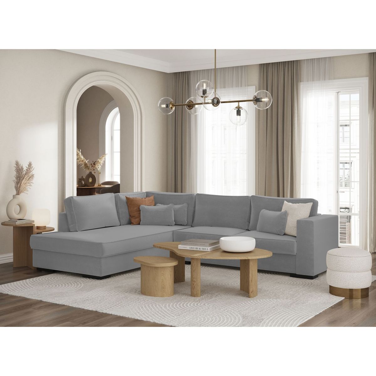  Canapé d'angle gauche 4 places tissu PENELOPE