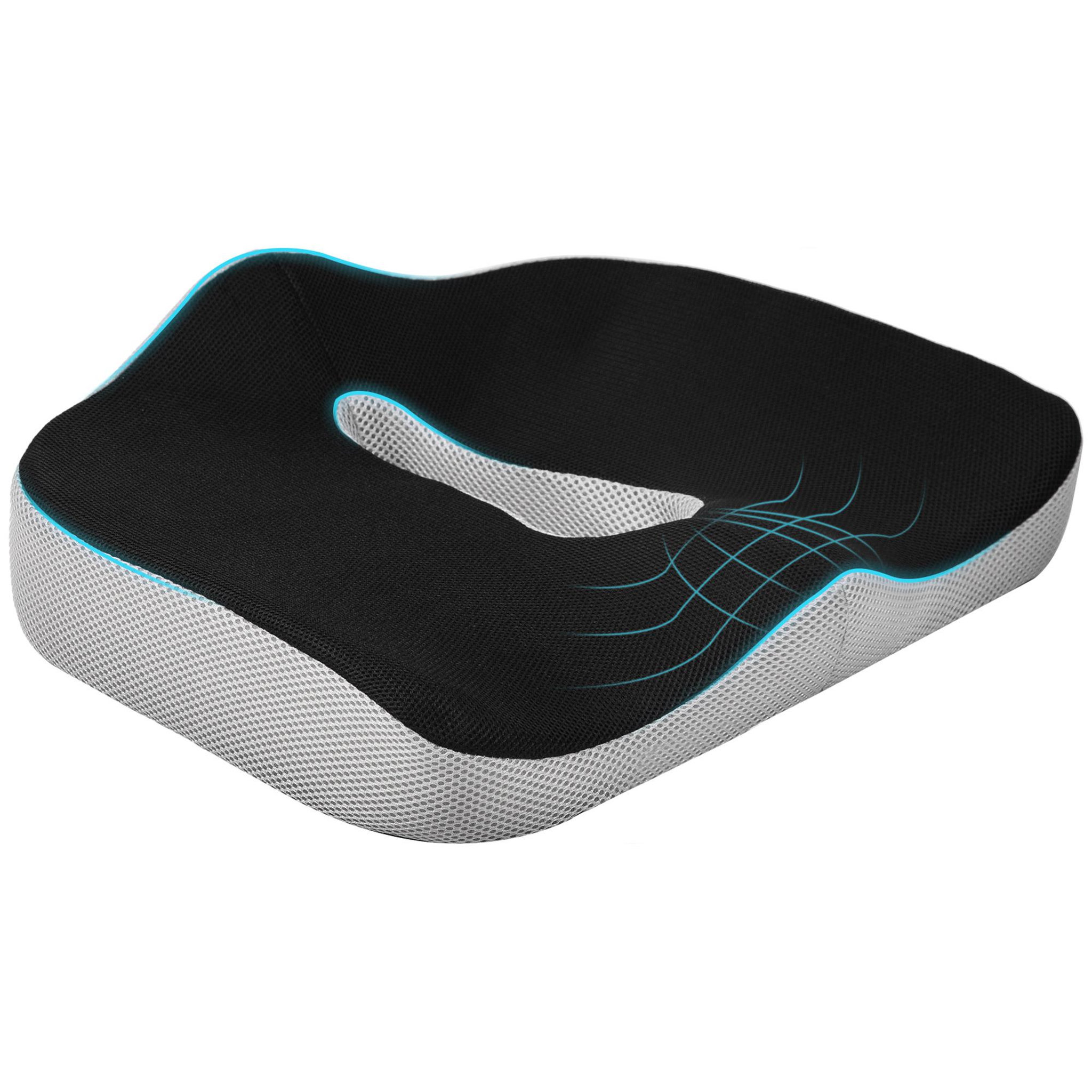 Voir la diapositive 1 : HOMCOM Coussin siège de chaise de bureau en mousse à mémoire de forme - coussin coccyx ergonomique - maille gris noir