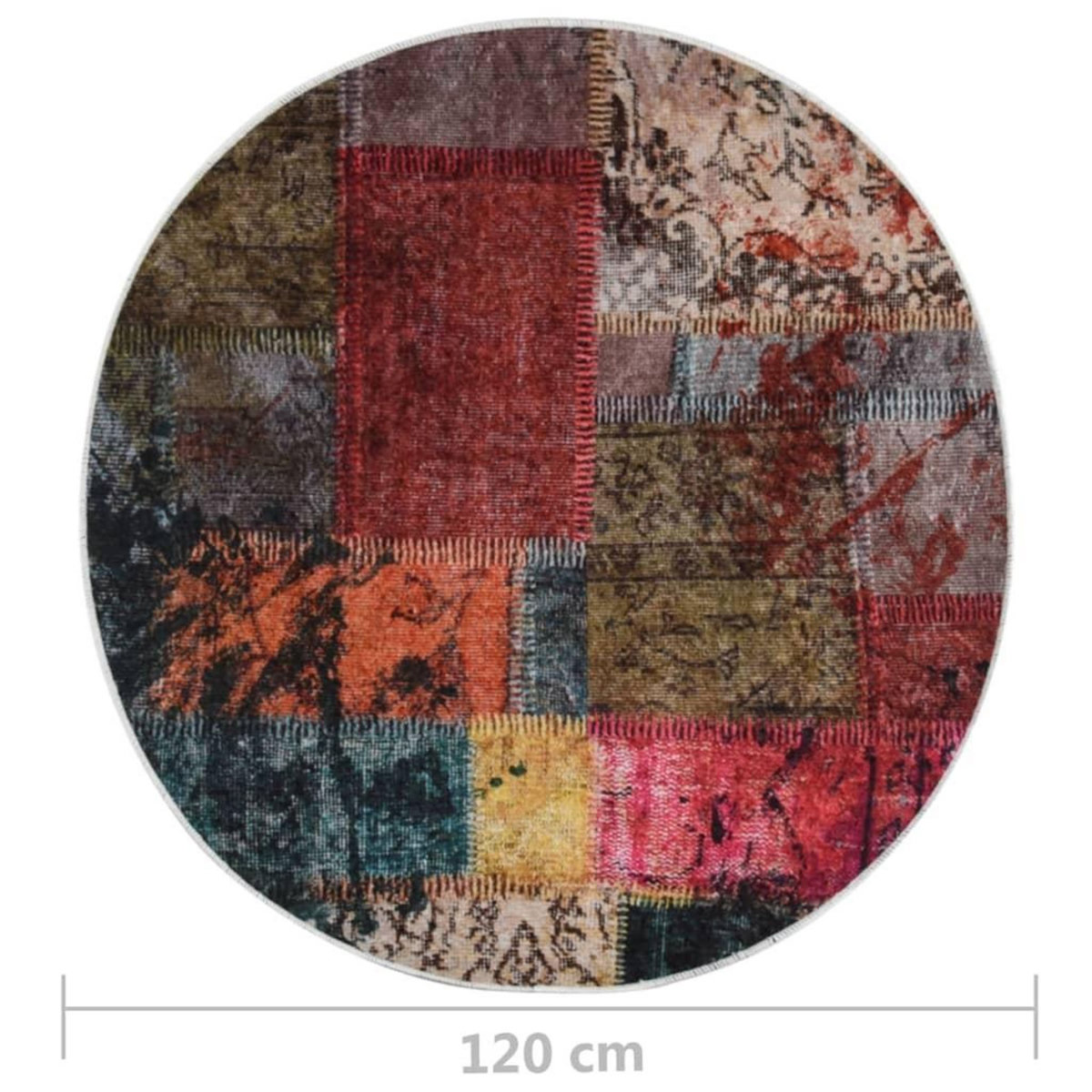 VIDAXL Tapis lavable antiderapant Patchwork φ120 cm multicolore