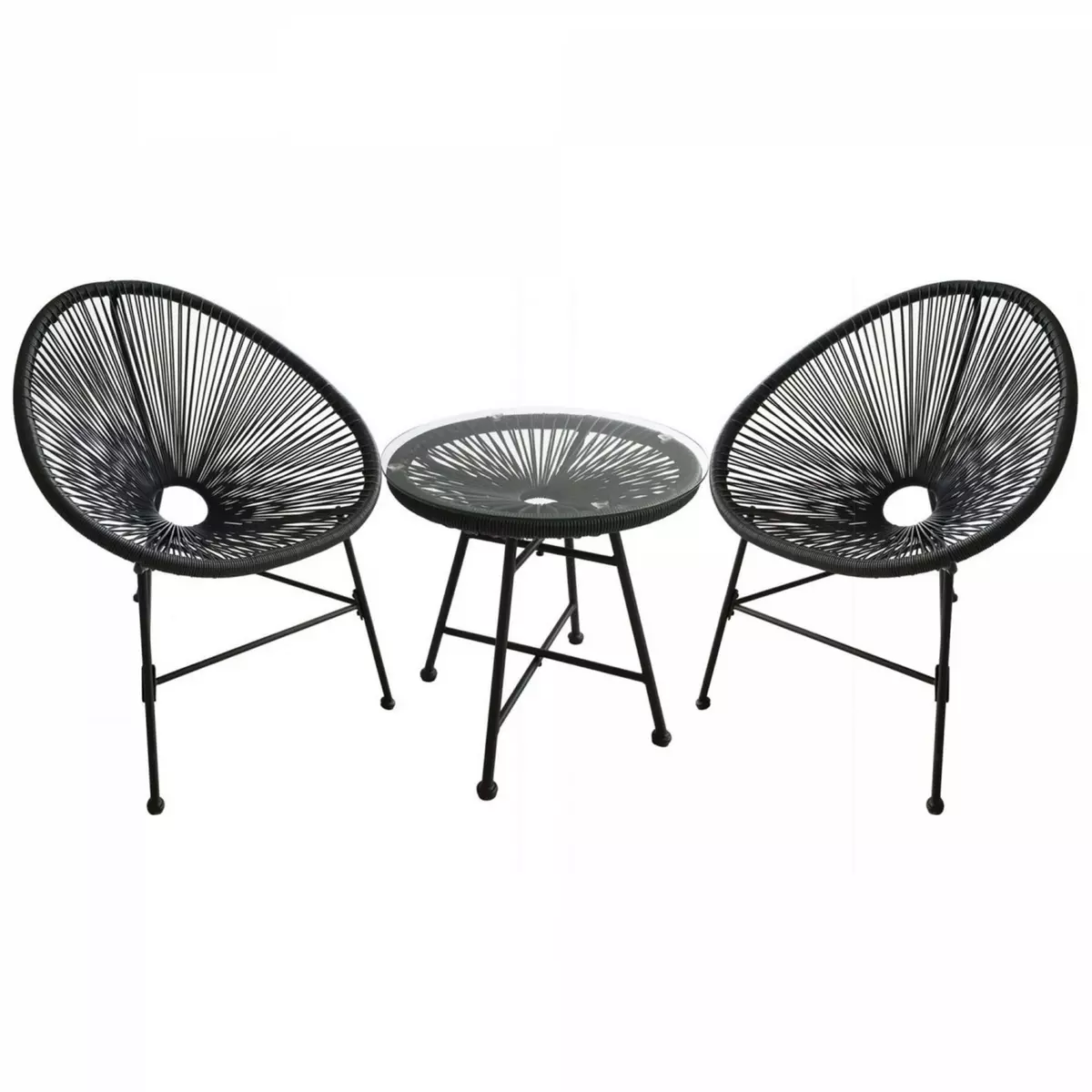 CONCEPT USINE Salon de jardin 2 fauteuils oeuf + table basse gris ACAPULCO
