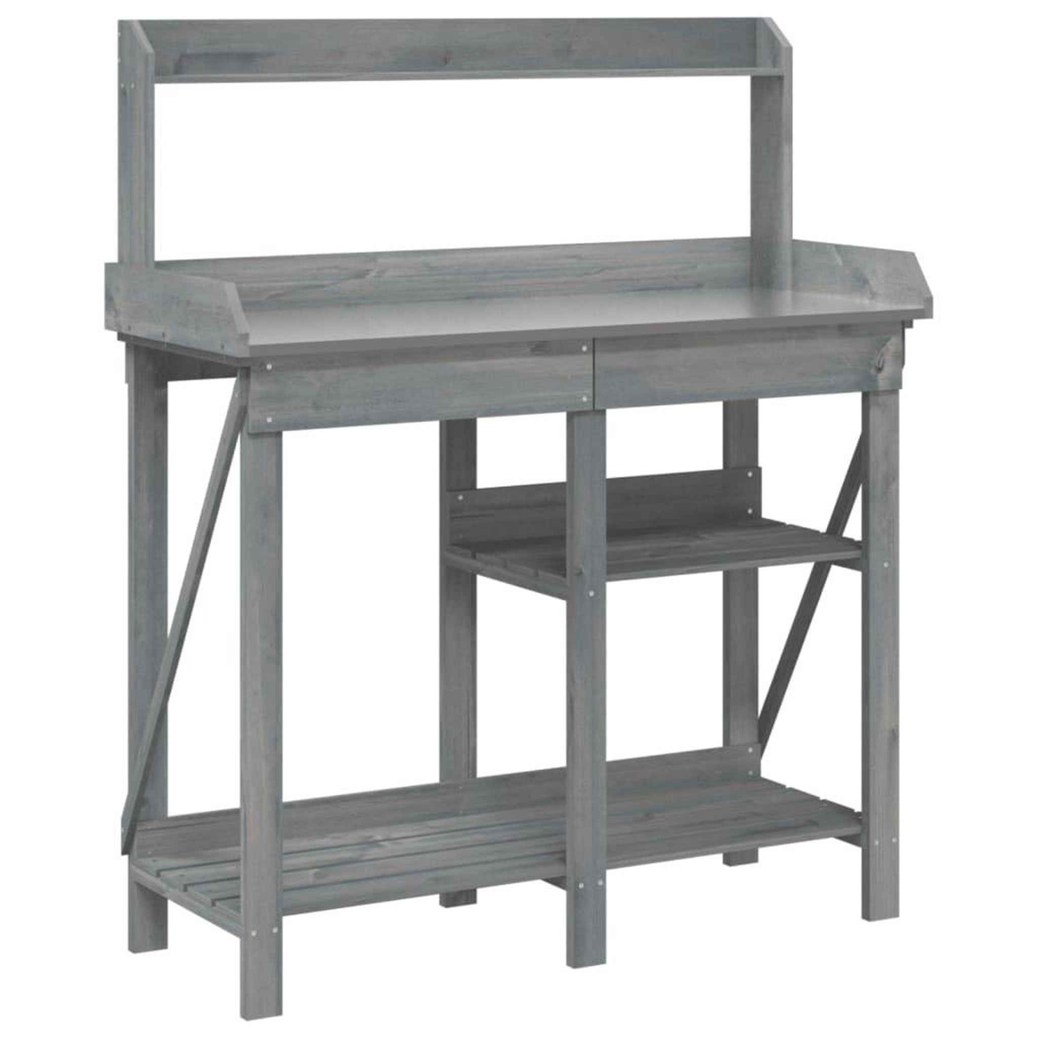 Voir la diapositive 2 : VIDAXL Banc de rempotage avec etageres gris bois massif de sapin