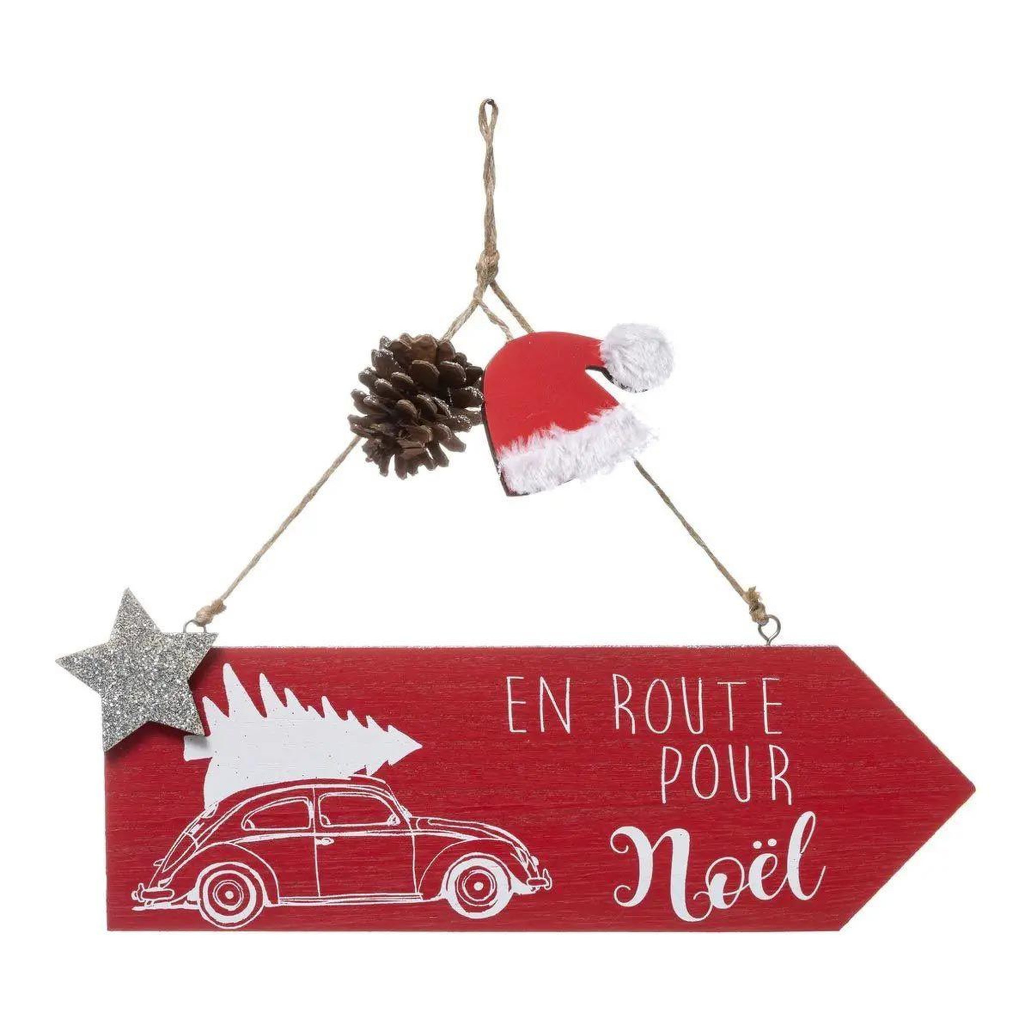 Voir la diapositive 1 : ATMOSPHERA Décoration murale de noël  pancarte  31cm rouge
