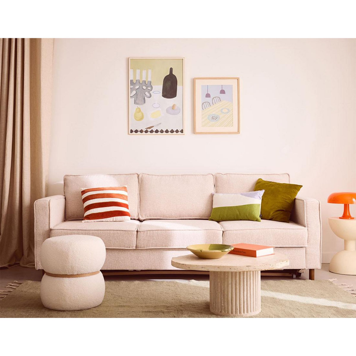 LISA DESIGN Jake - canapé droit 3 places convertible en tissu velours relief