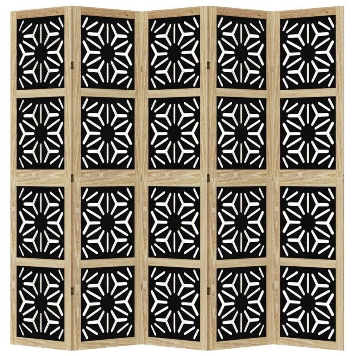 VIDAXL Cloison de separation 5 panneaux marron noir paulownia massif