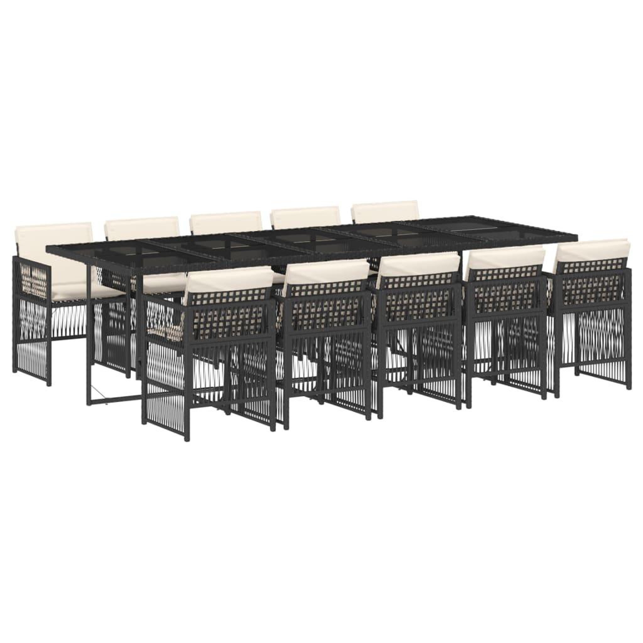 Voir la diapositive 2 : VIDAXL Ensemble a manger de jardin 11 pcs coussins noir resine tressee