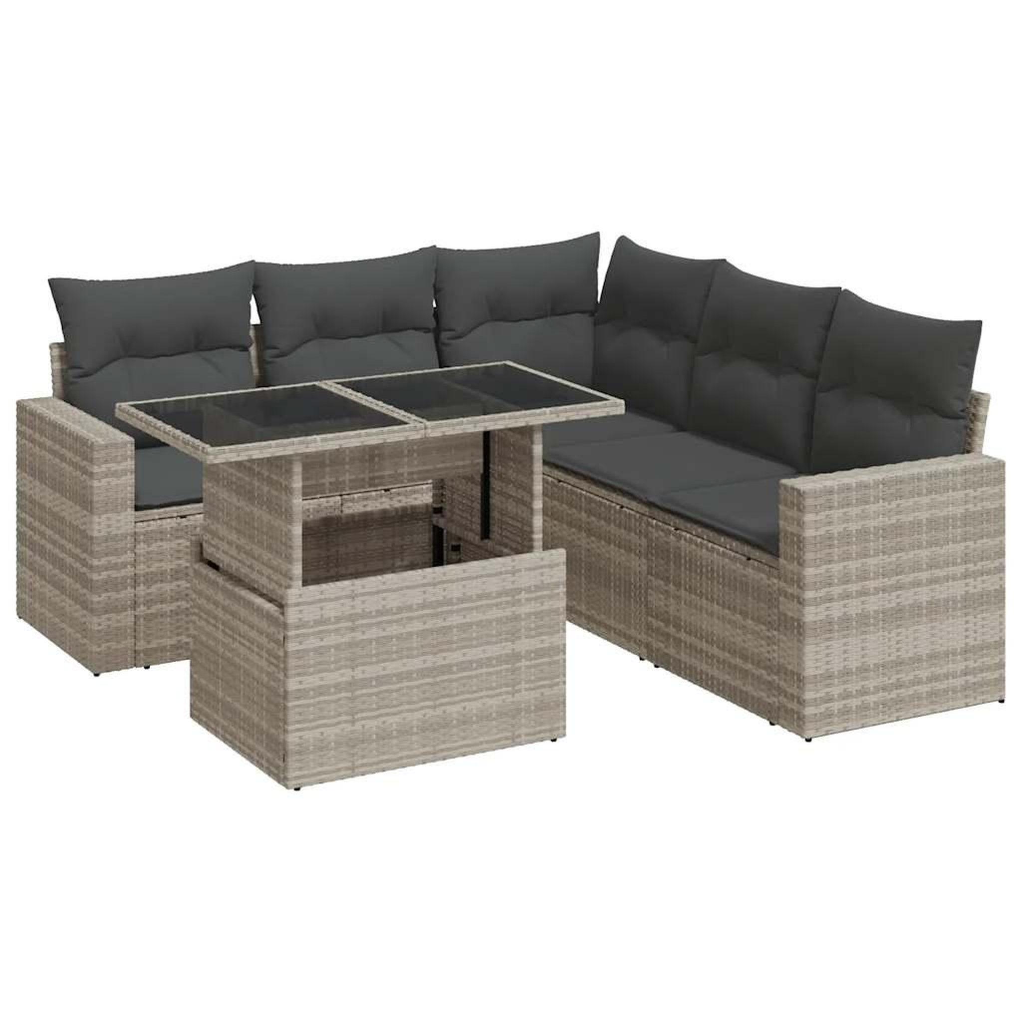 Voir la diapositive 2 : VIDAXL Salon de jardin 6 pcs avec coussins gris clair resine tressee