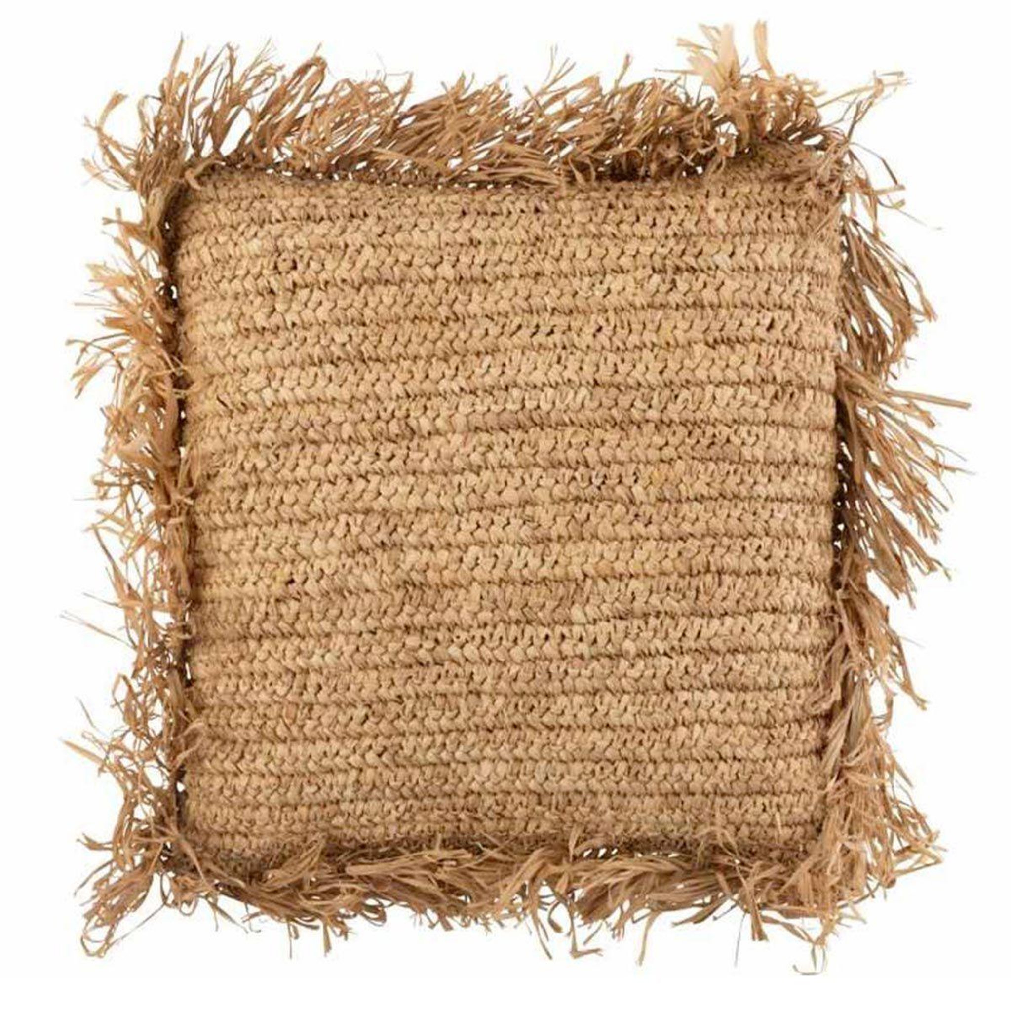 J-LINE Coussin déco  raphia  45x45cm naturel
