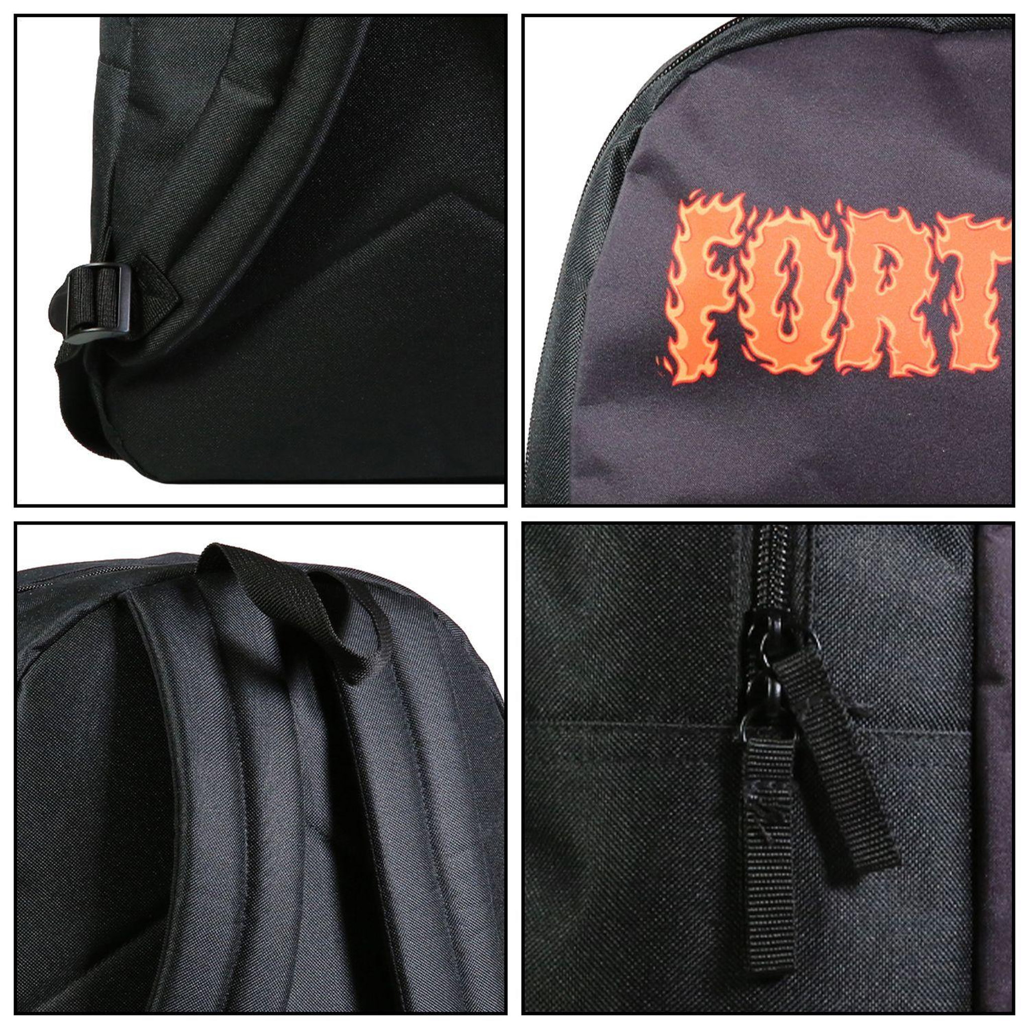 Voir la diapositive 6 : Bagtrotter BAGTROTTER Sac à dos 1 compartiment 40 cm Fortnite Noir Flammes