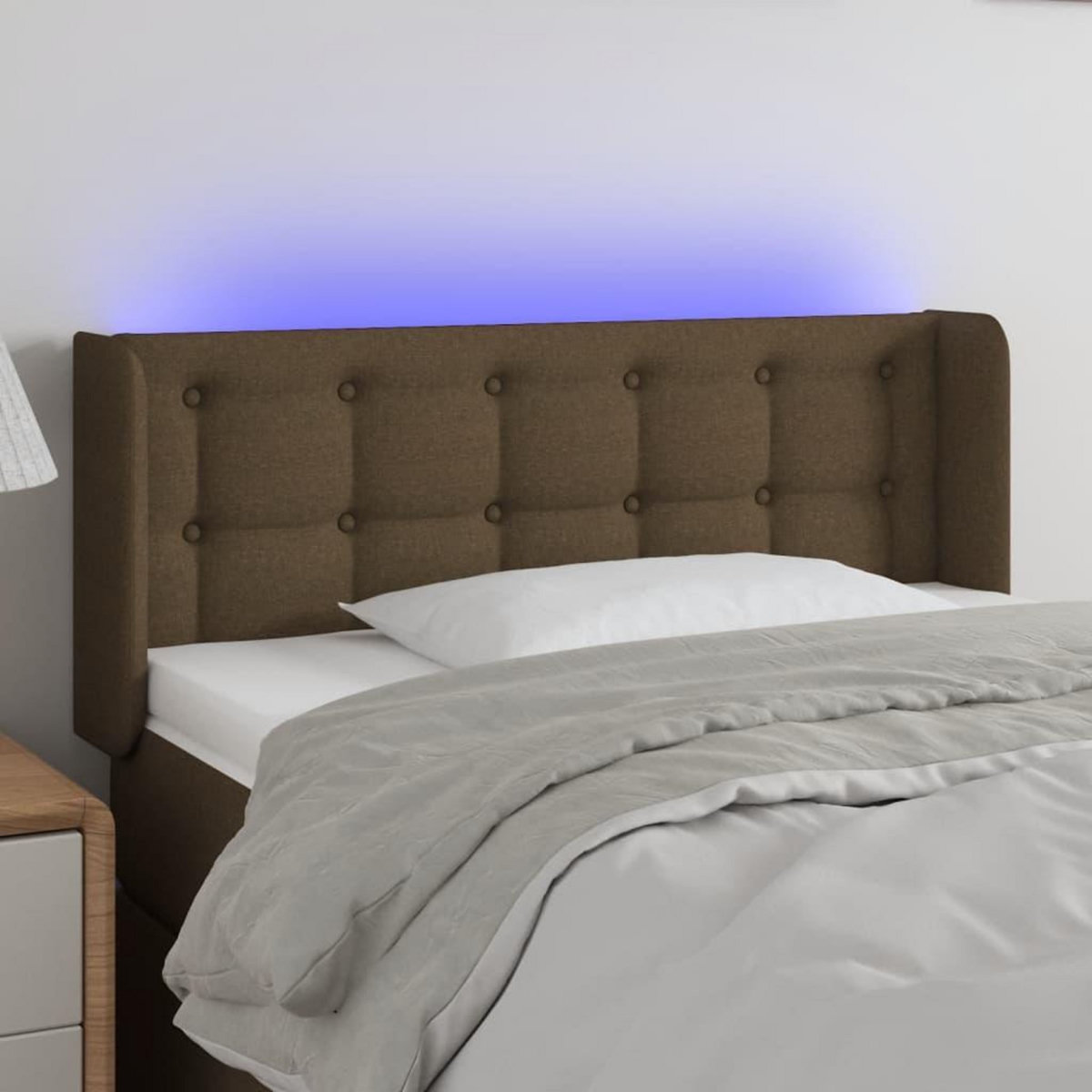 VIDAXL Tete de lit a LED Marron fonce 103x16x78/88 cm Tissu