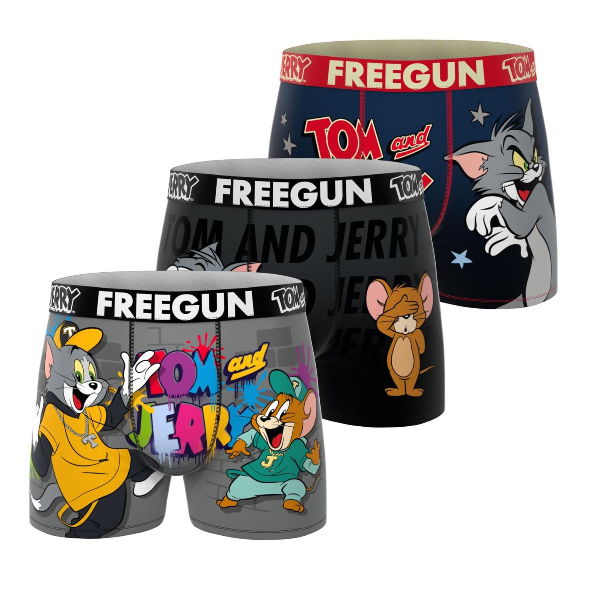 Voir la diapositive 1 : FREEGUN Lot de 3 boxers homme tom and jerry