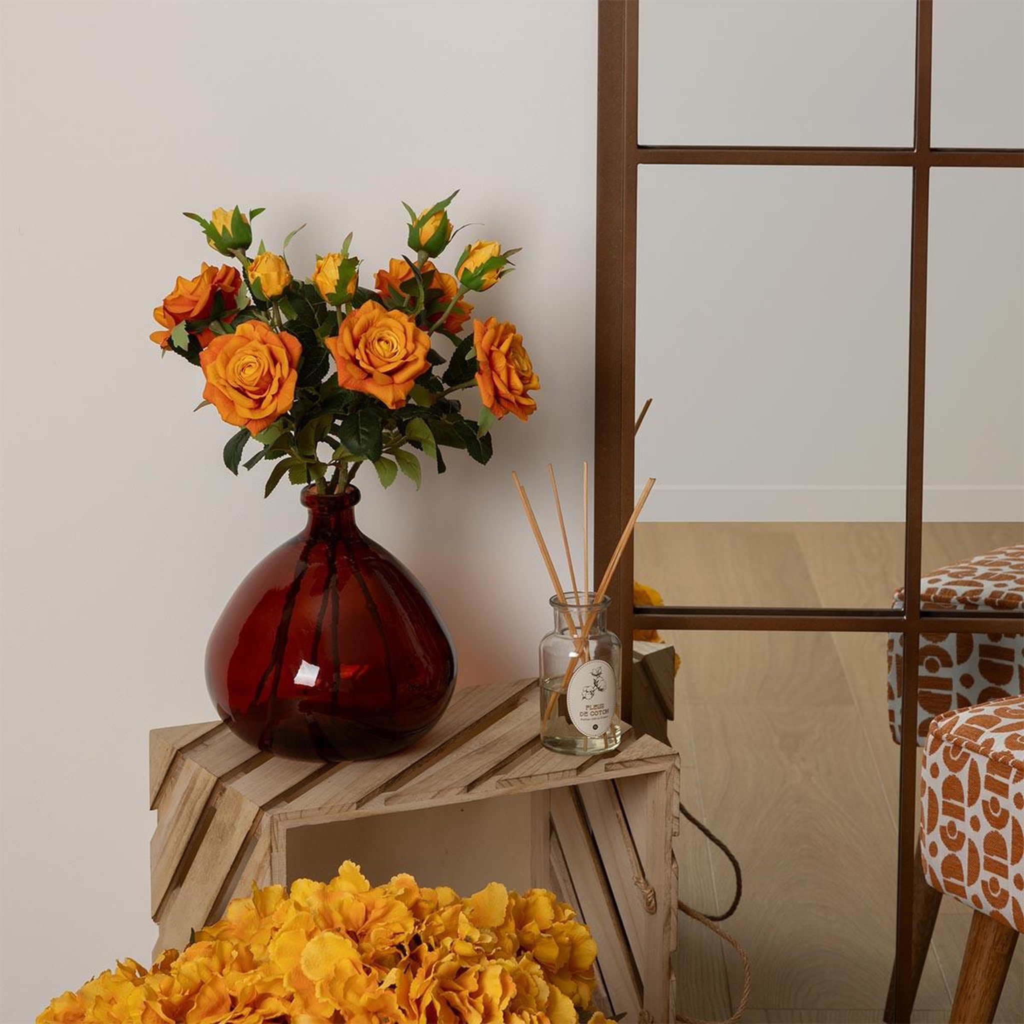 Voir la diapositive 3 : ATMOSPHERA Tige rose artificielle dégradé  beky  46cm orange