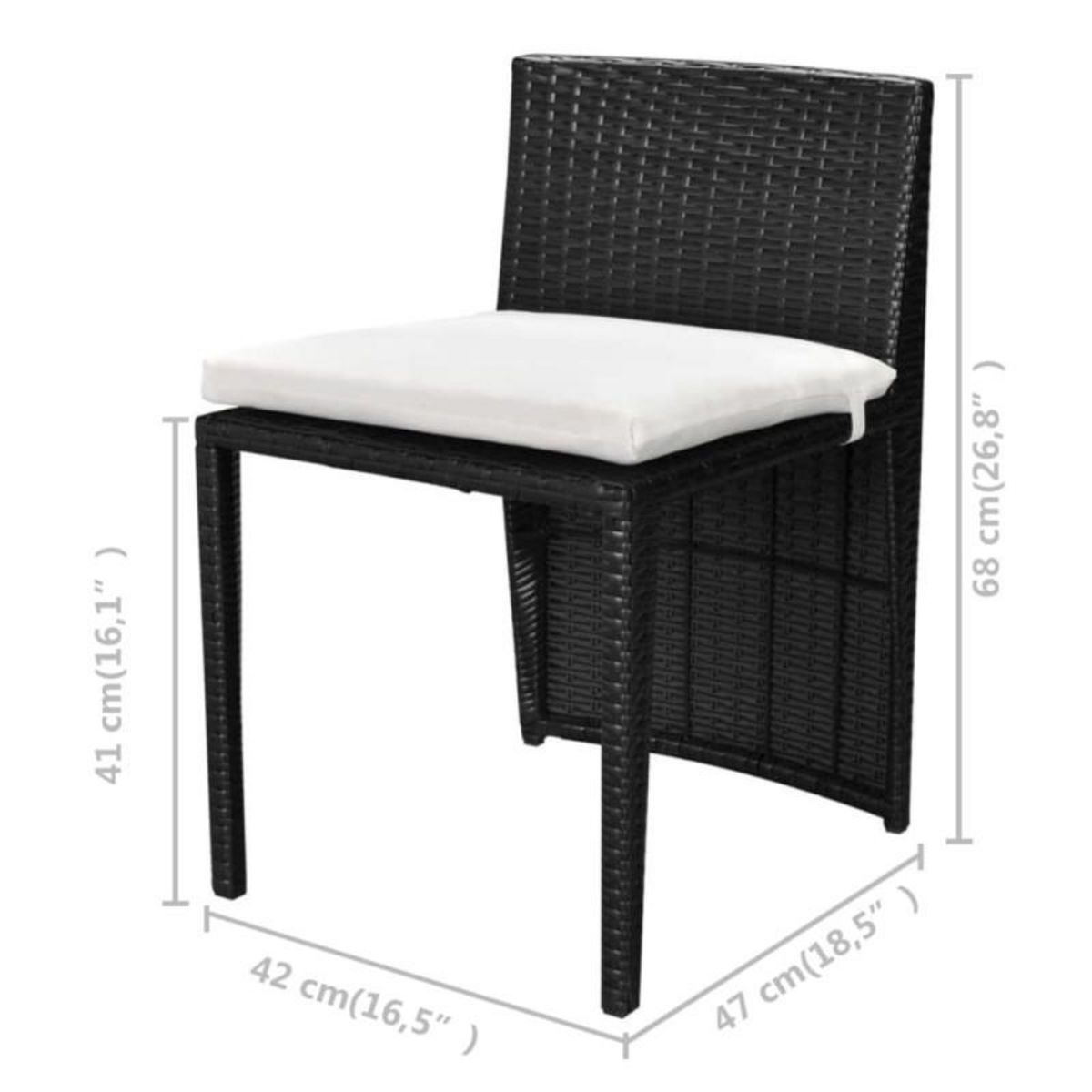 VIDAXL Ensemble de bistro 3 pcs avec coussins résine tressée noir