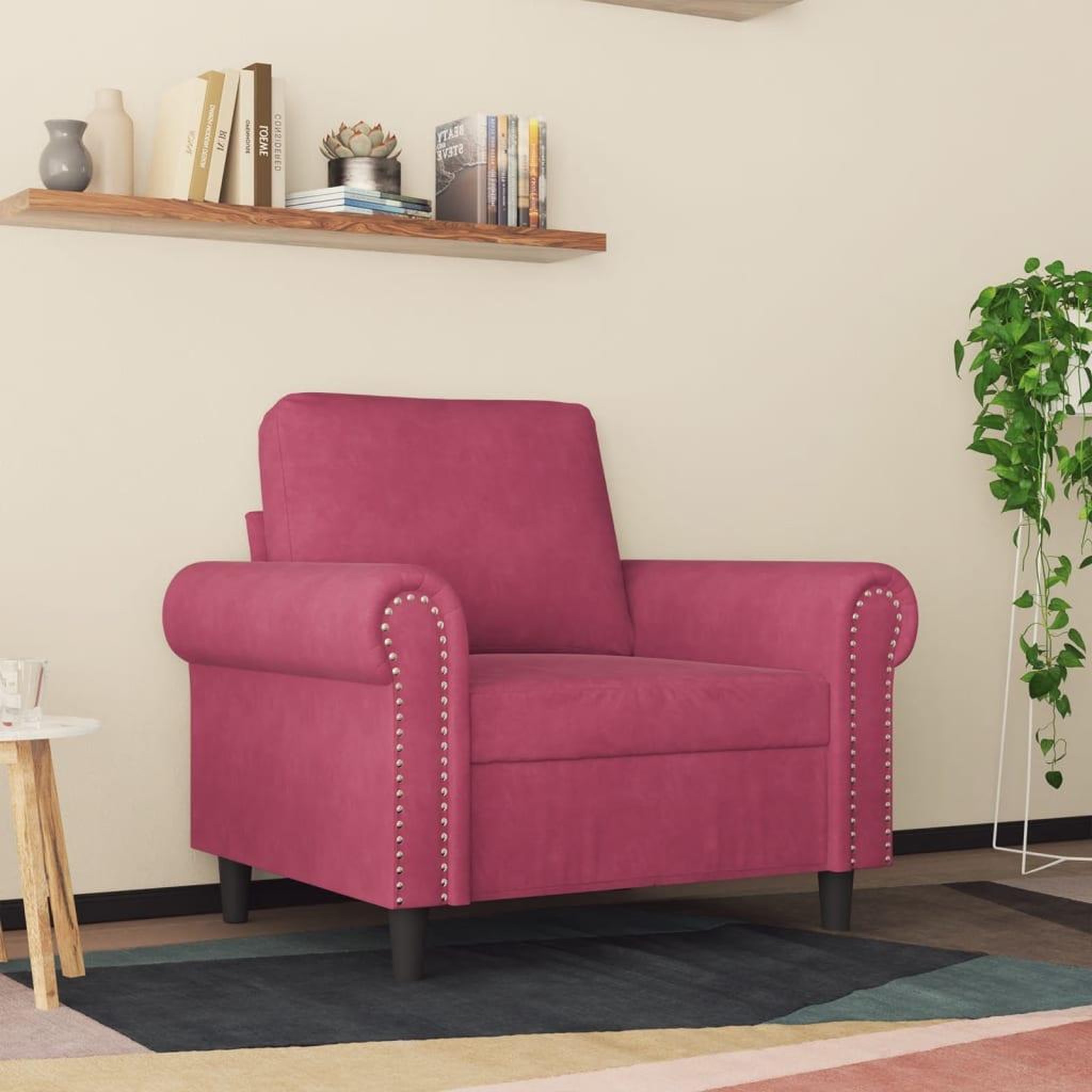 Voir la diapositive 3 : VIDAXL Fauteuil Rouge bordeaux 60 cm Velours