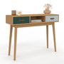 Voir la diapositive 1 : ID MARKET Console scandinave 2 tiroirs ALIZE bois et vert