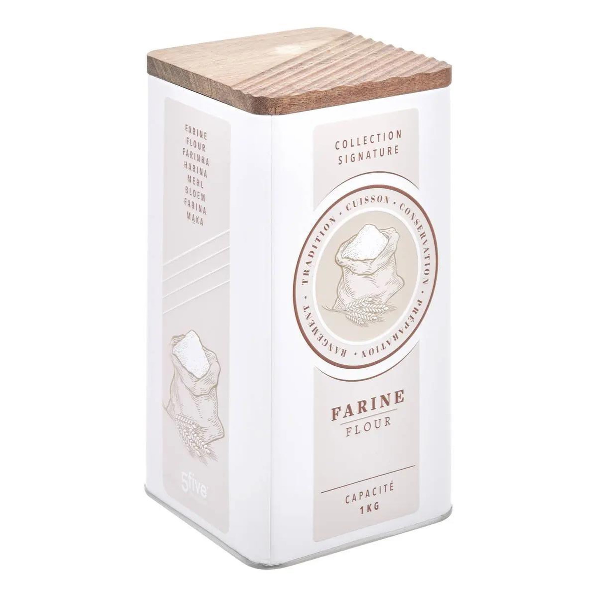 FIVE Boîte à farine en métal  signature  1,6l crème