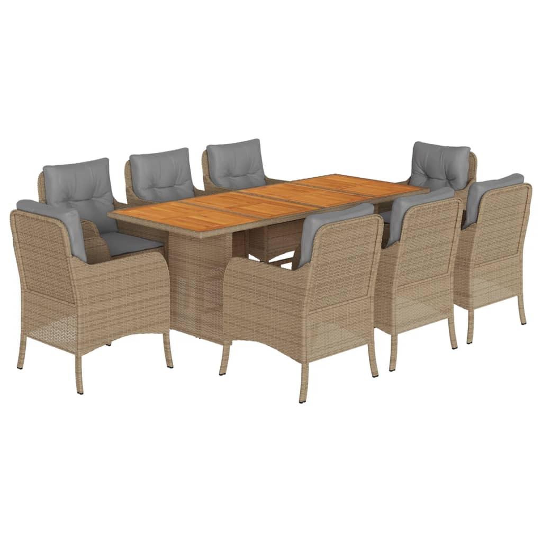 Voir la diapositive 2 : VIDAXL Ensemble a manger de jardin et coussins 9 pcs beige Poly rotin