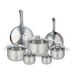 ELO Ensemble de 2 Poêles de cuisson 24 et 28 cm et 5 faitouts 12, 14, 16, 20 et 24 cm Elo Profi Brillant