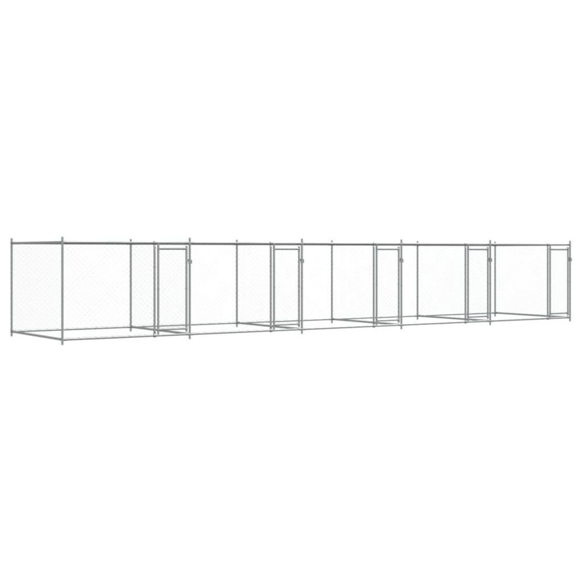 VIDAXL Cage pour chien avec portes gris 10x2x1,5 m acier galvanise
