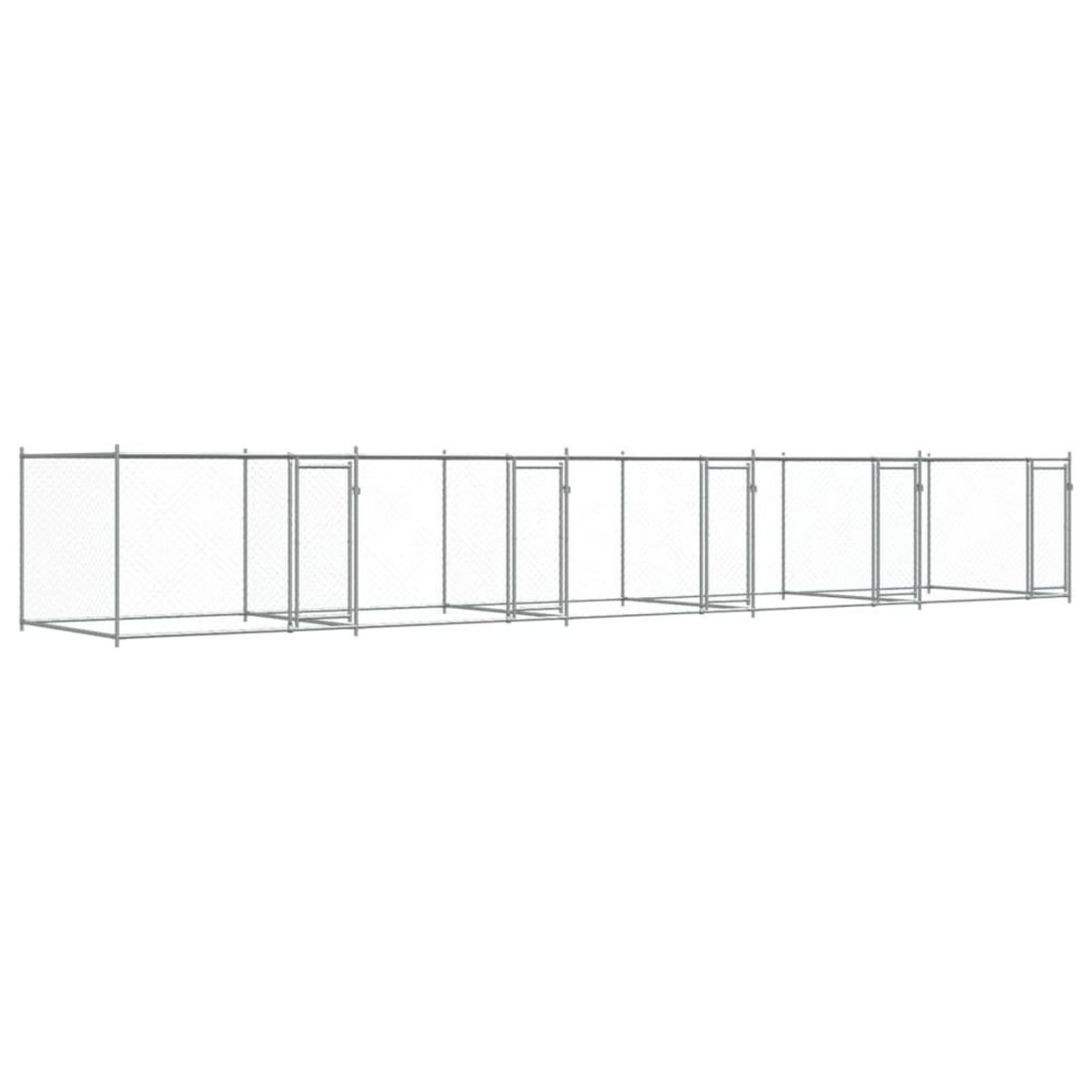 VIDAXL Cage pour chien avec portes gris 10x2x1,5 m acier galvanise