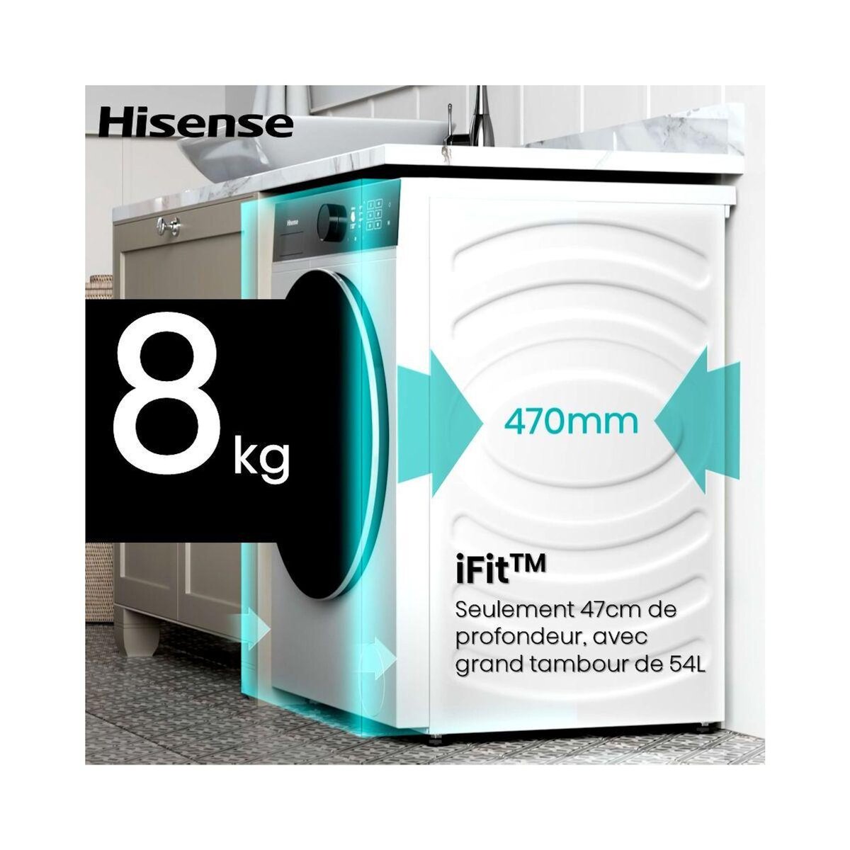 Hisense Lave linge compact LL Front WF5I8043BWF iFit