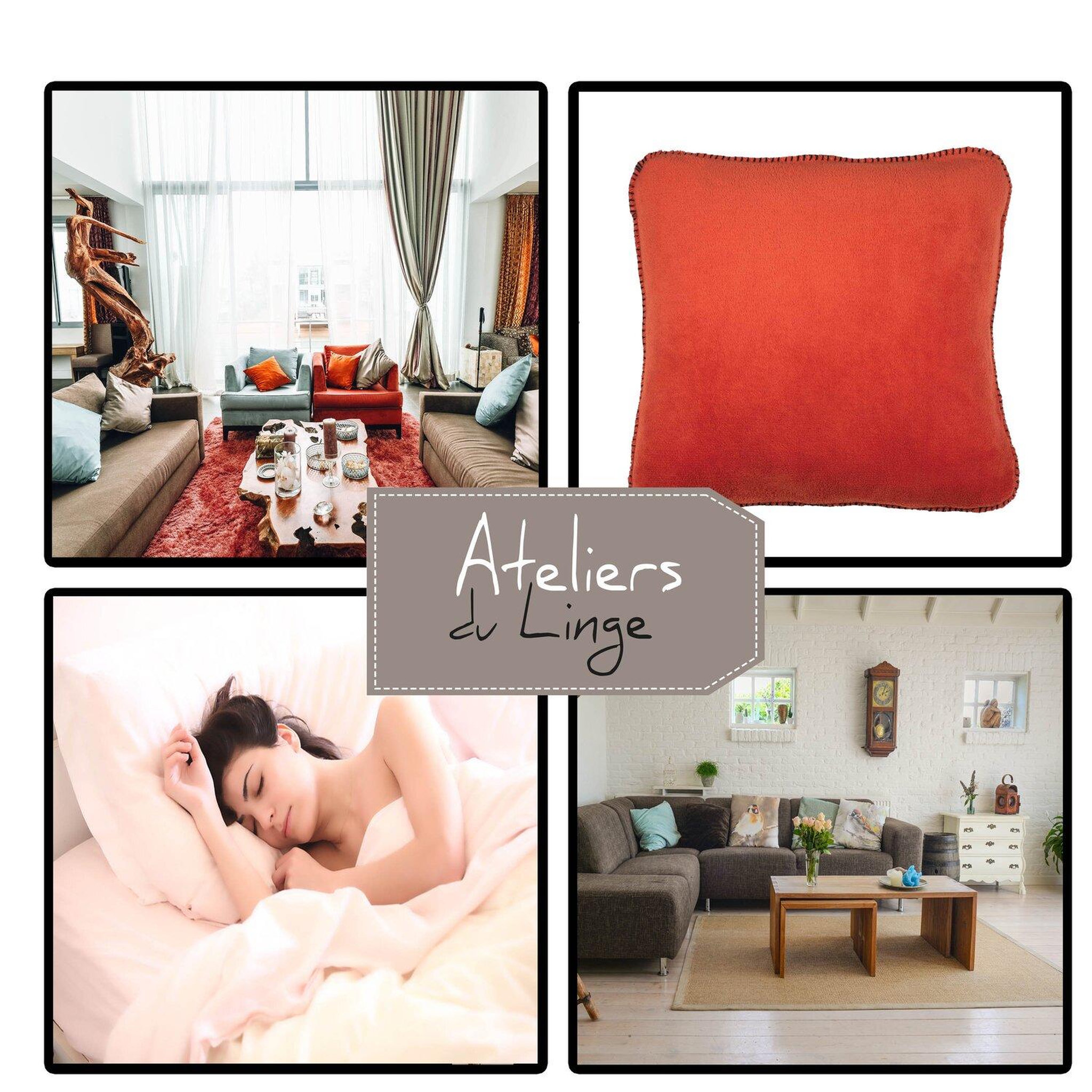Voir la diapositive 3 : Les Ateliers du Linge Coussin imprime 100% polyester melly