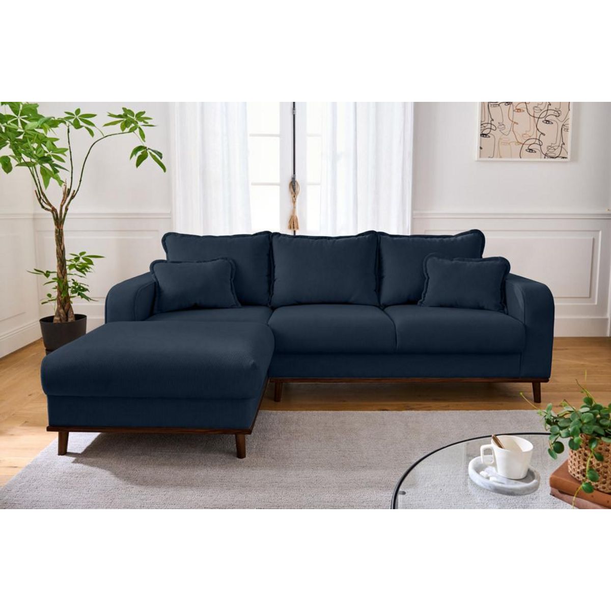 LISA DESIGN Albane - canapé d'angle gauche - 4 places - en velours côtelé