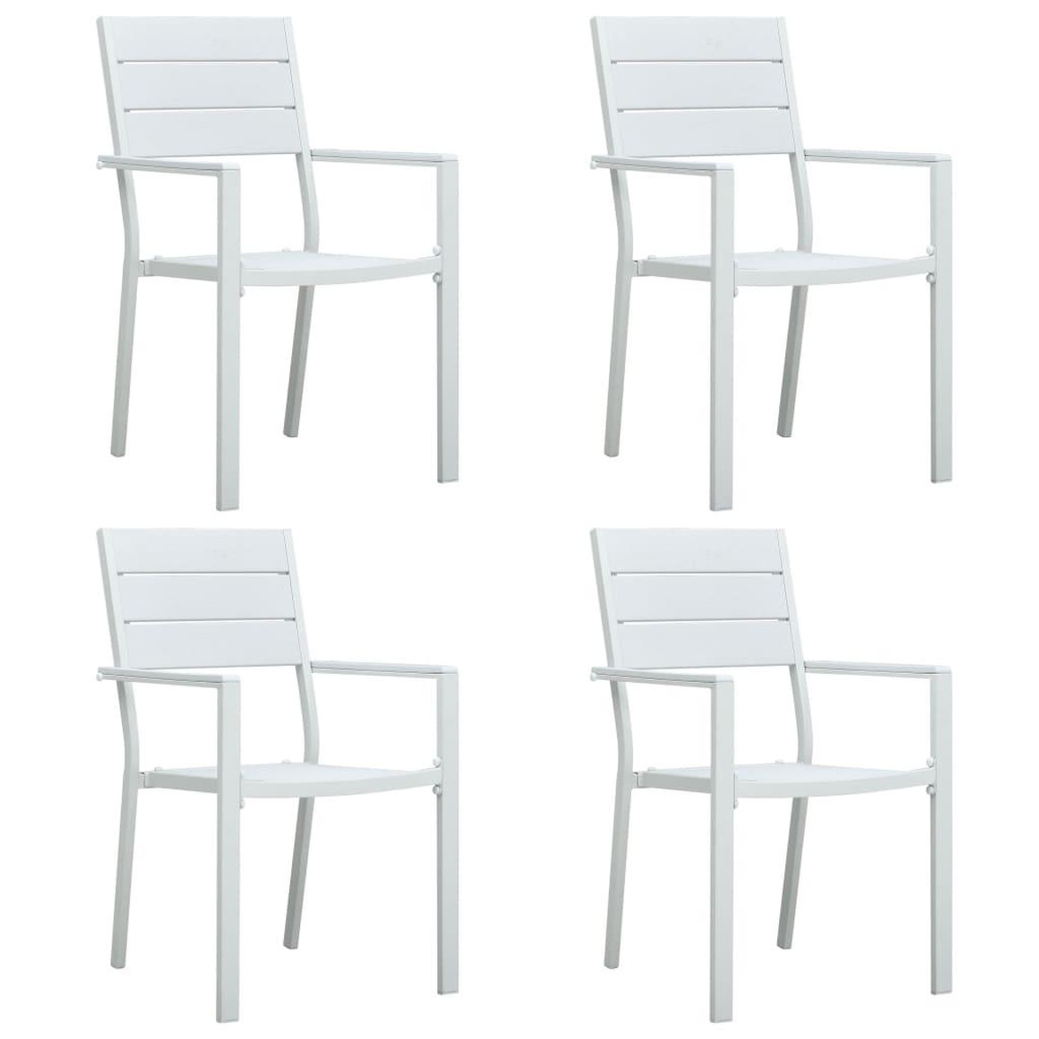 Voir la diapositive 1 : VIDAXL Chaises de jardin lot de 4 Blanc PEHD Aspect de bois