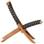 Voir la diapositive 3 : VIDAXL Chaise pliable bandes croisees noir cuir veritable