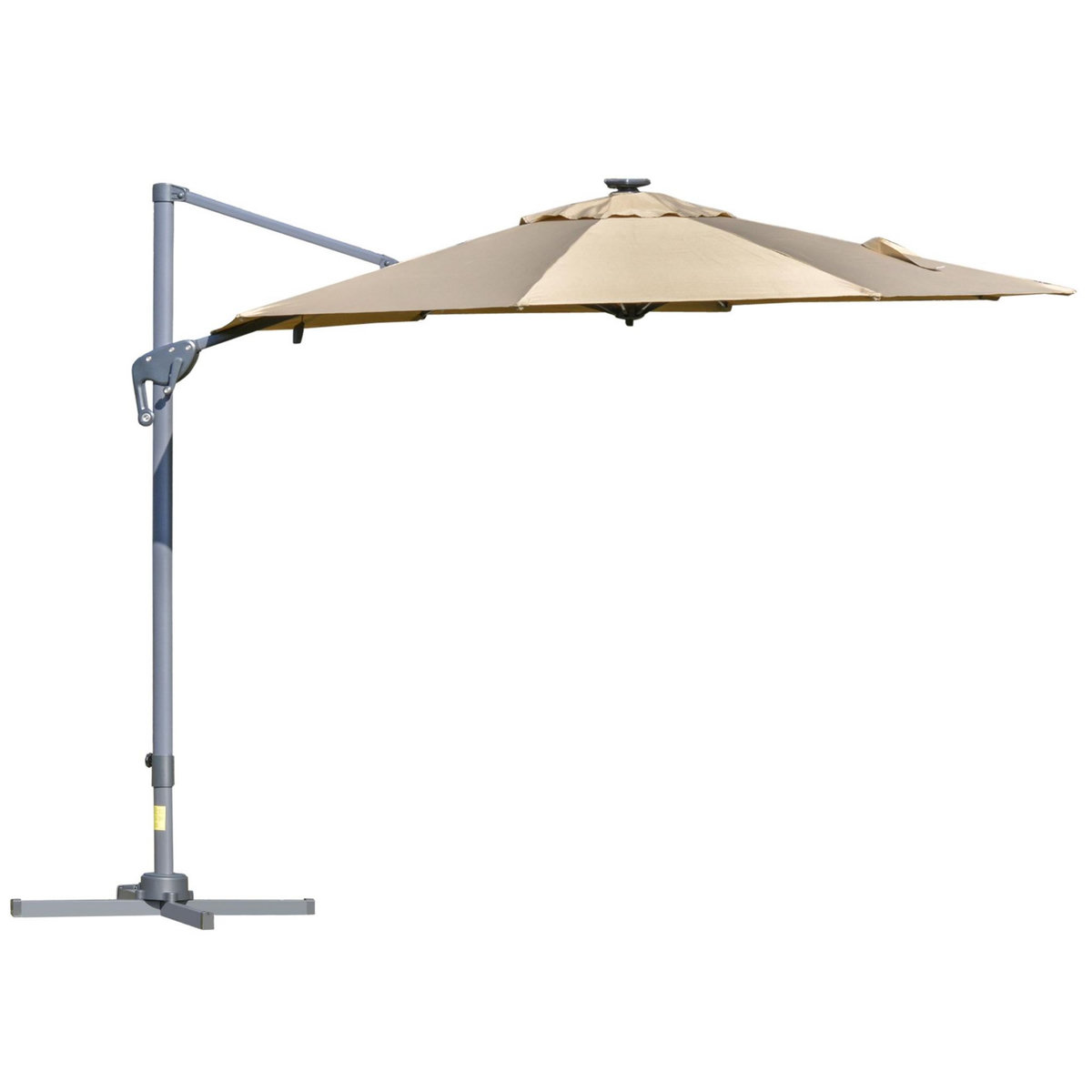 OUTSUNNY Parasol déporté octogonal parasol LED inclinable pivotant manivelle piètement acier dim. Ø 3 x 2,48H m beige