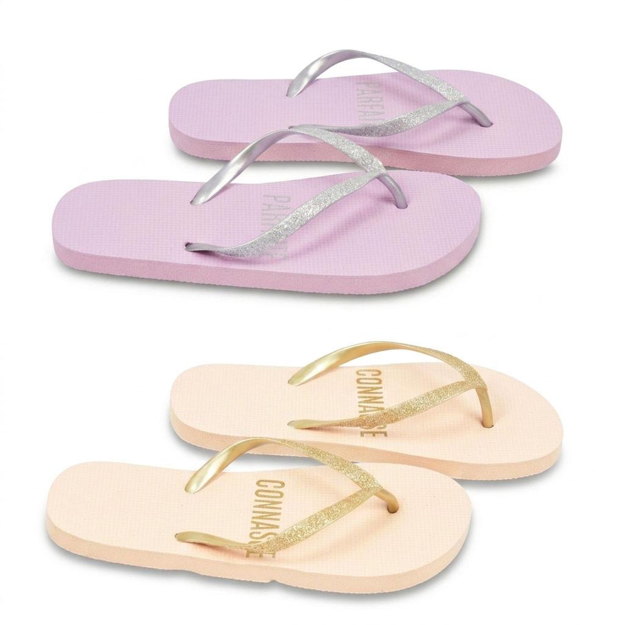 Voir la diapositive 1 : OZABI OZABI Pack 2 Paires Tongs Femme Glitter Message Humour