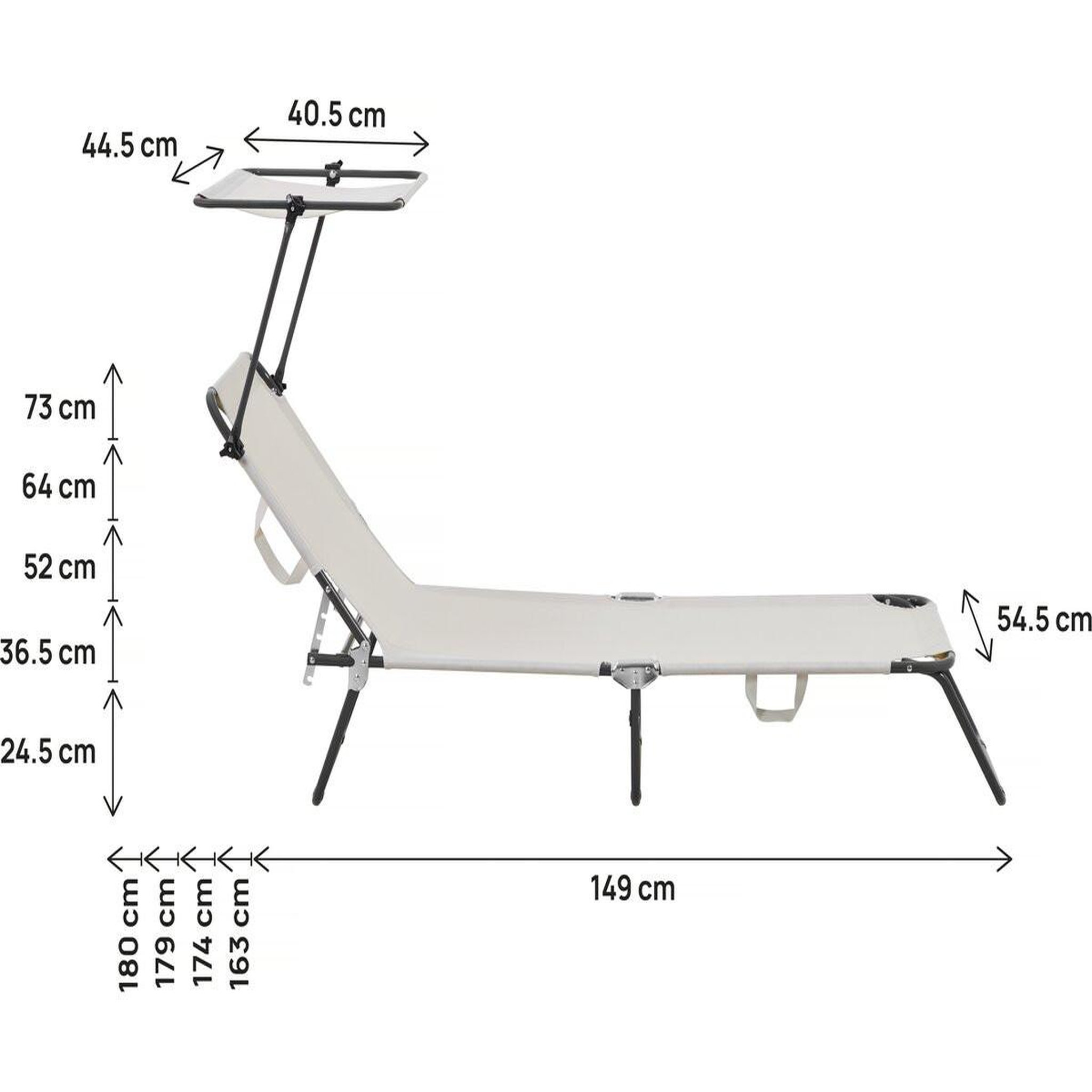 Voir la diapositive 4 : Habitat et Jardin Bain de soleil pliable  lazy  - avec pare soleil - beige