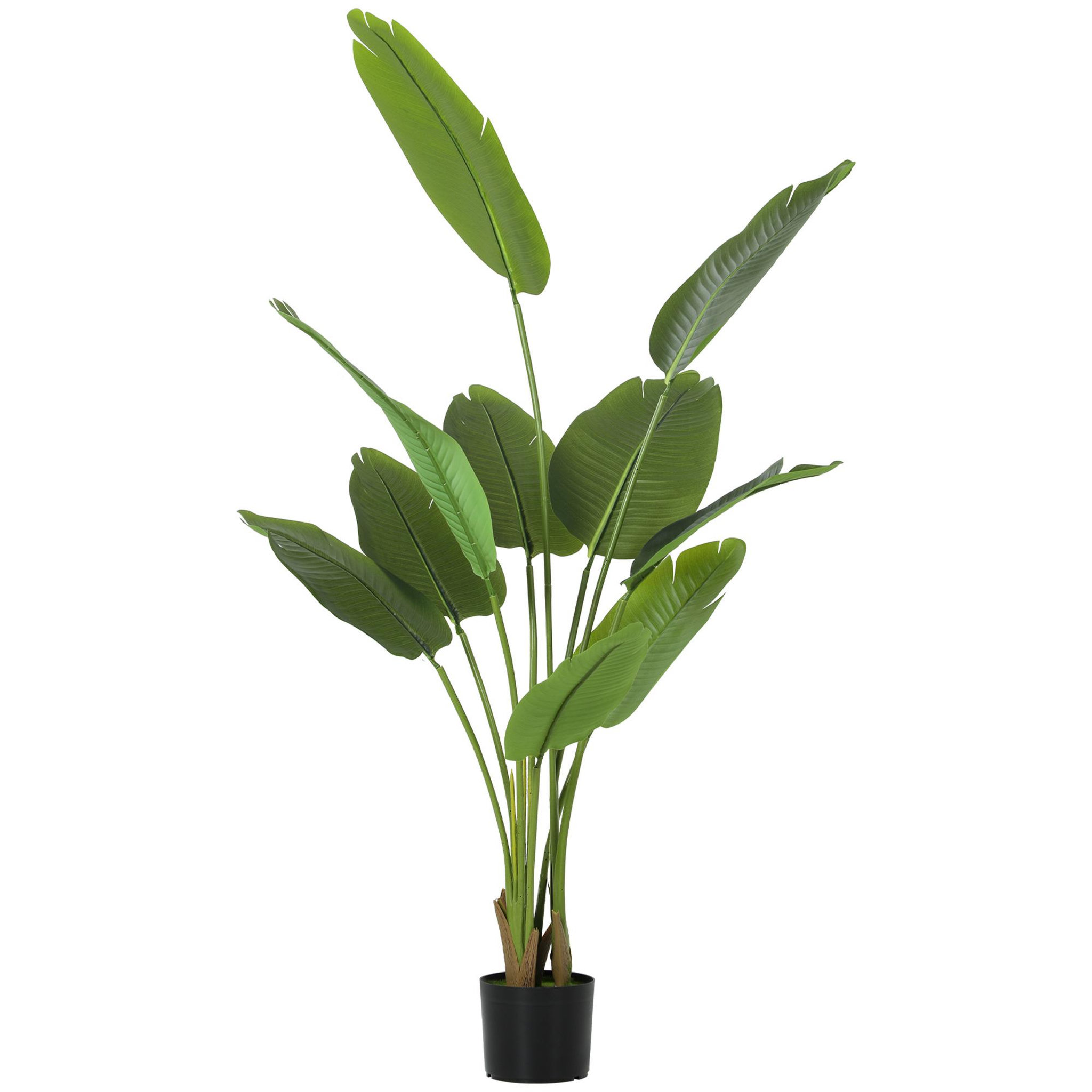 HOMCOM Plante artificielle bananier H.160cm 10 grandes feuilles grand réalisme pot inclus