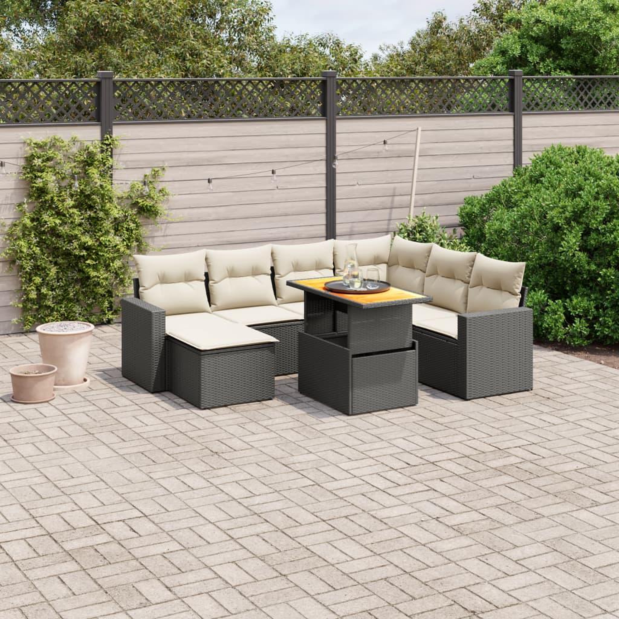 VIDAXL Salon de jardin 8 pcs avec coussins noir resine tressee