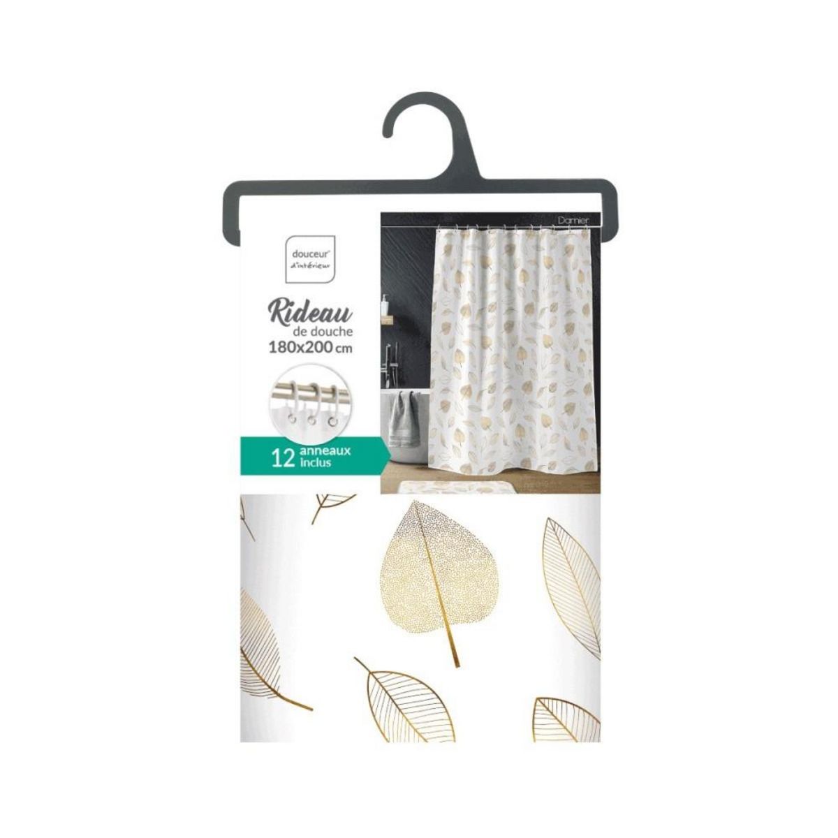 Douceur d'Intérieur Rideau de douche 180x200 JOYA avec 12 anneaux
