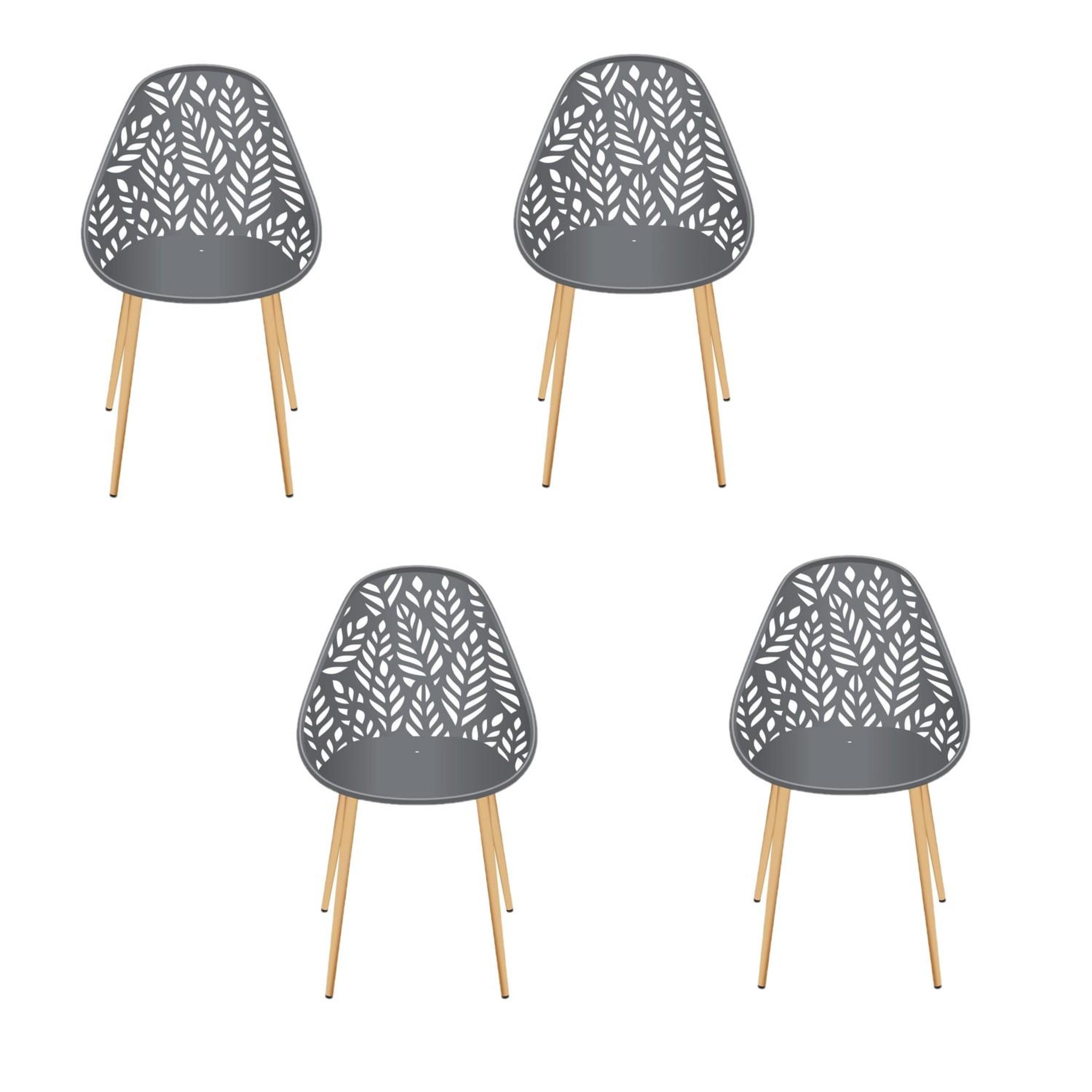 Voir la diapositive 1 : The Home Deco Factory Lot de 4 chaises d'extérieur Calvi en polypropylène