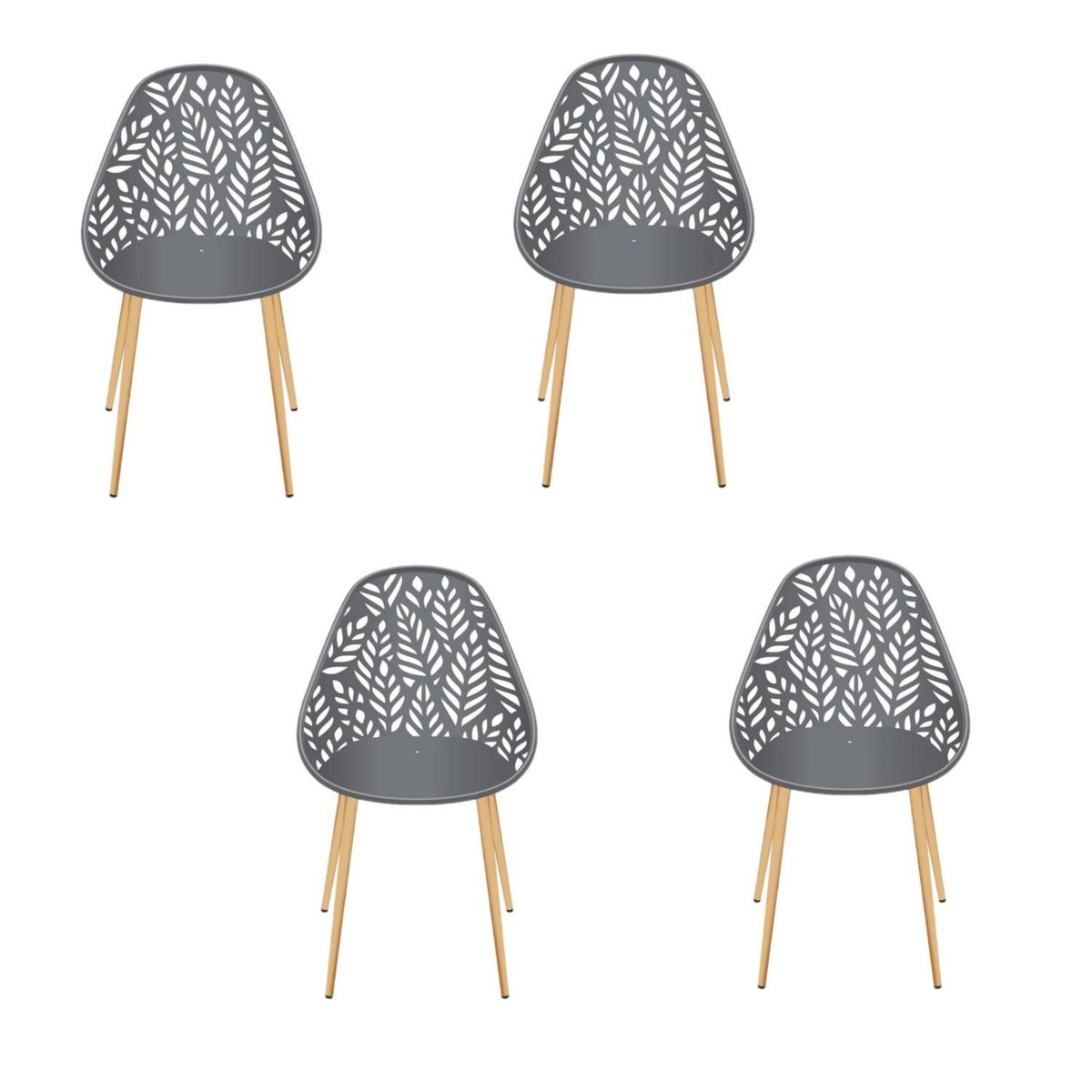 The Home Deco Factory Lot de 4 chaises d'extérieur Calvi en polypropylène