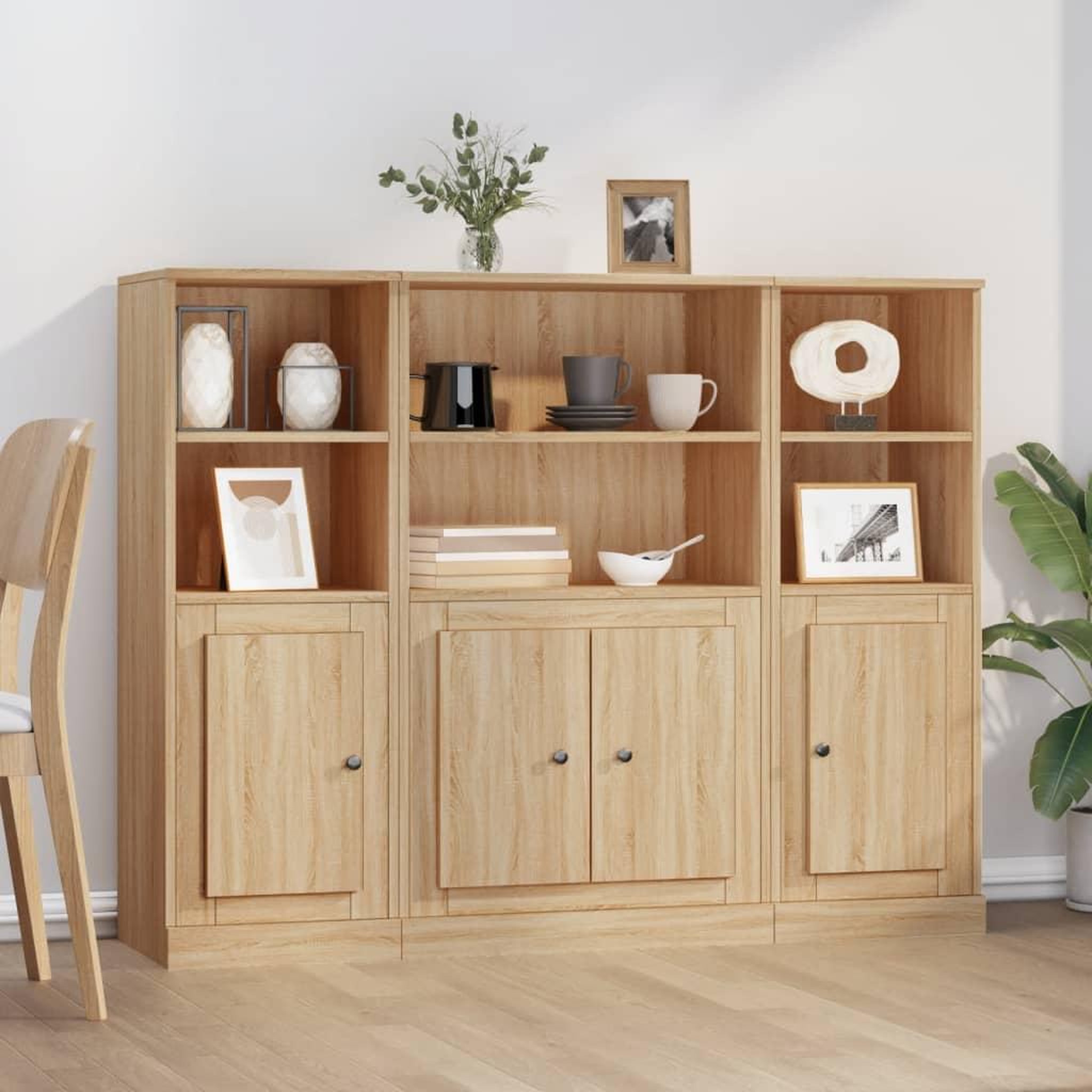Voir la diapositive 1 : VIDAXL Buffets 3 pcs chene sonoma bois d'ingenierie