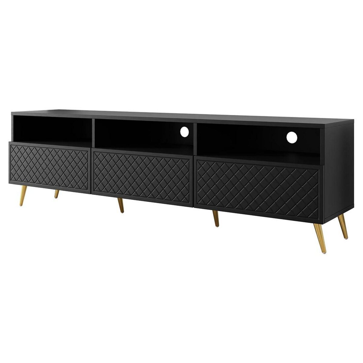 BEST MOBILIER Sorolla - meuble tv - 3 tiroirs et 3 niches - 195 cm
