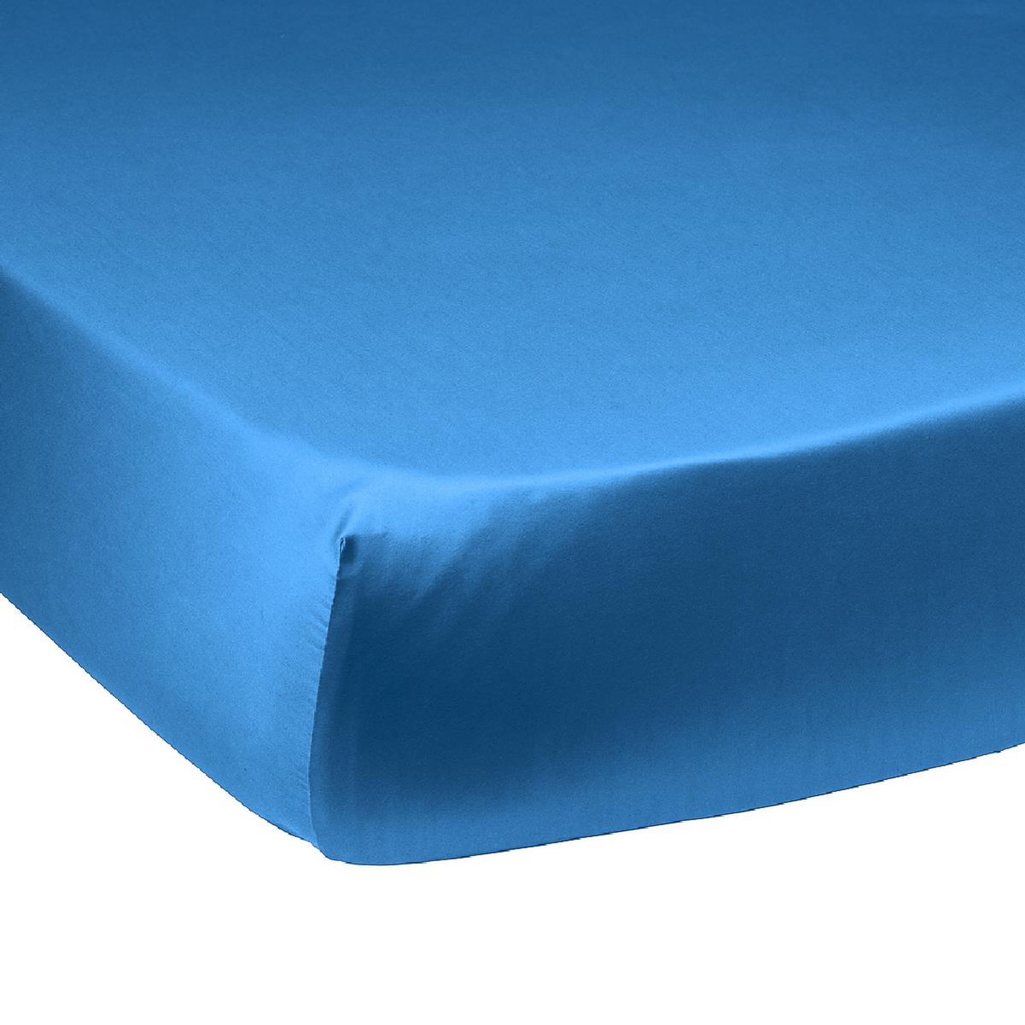 DODO Drap housse harmonie satin de coton coloris nautique. Coloris disponibles : Bleu