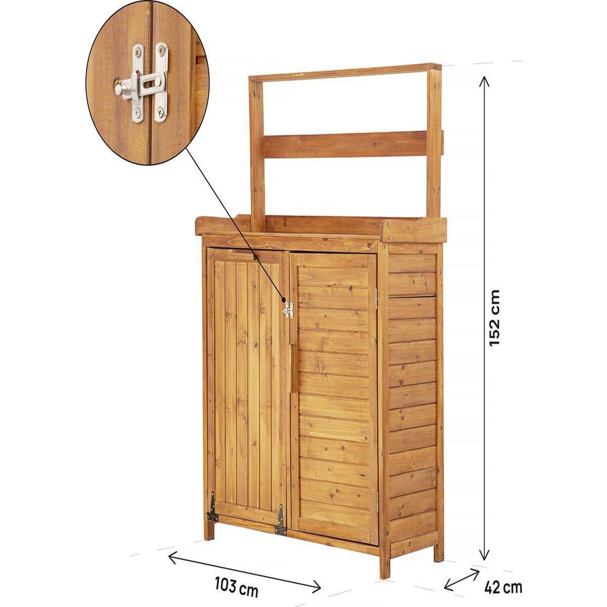Voir la diapositive 4 : Habitat et Jardin Armoire de jardin en bois avec poubelle intégrée  Lou  - Marron