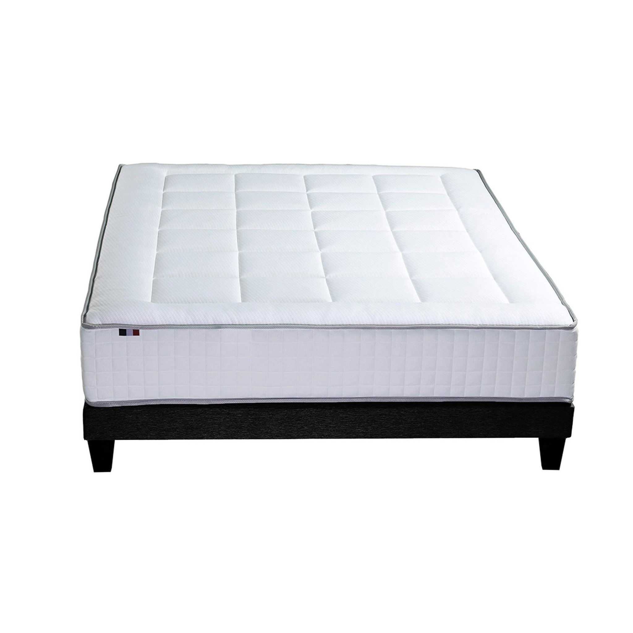 Voir la diapositive 5 : IDLITERIE Ensemble matelas ressorts 7 zones h28cm + sommier palacio fabrication francaise 160 x 200 cm