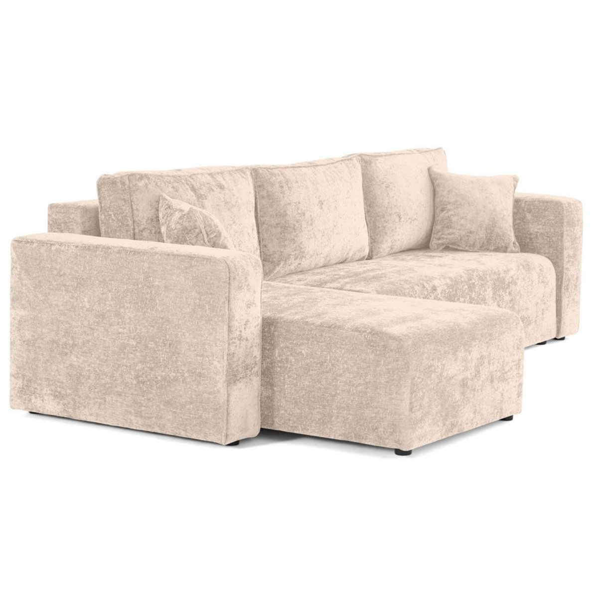 BEST MOBILIER Topaze - canapé d'angle réversible 4 places convertible avec coffre en velours à relief texturé