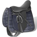 VIDAXL Set de selle equitation 17,5  en cuir veritable 12 cm 5 en 1 noir