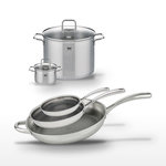 ELO Lot 3 Poêles 32/28/24 cm & 2 Faitouts 26/14 cm Elo Relief Evolution