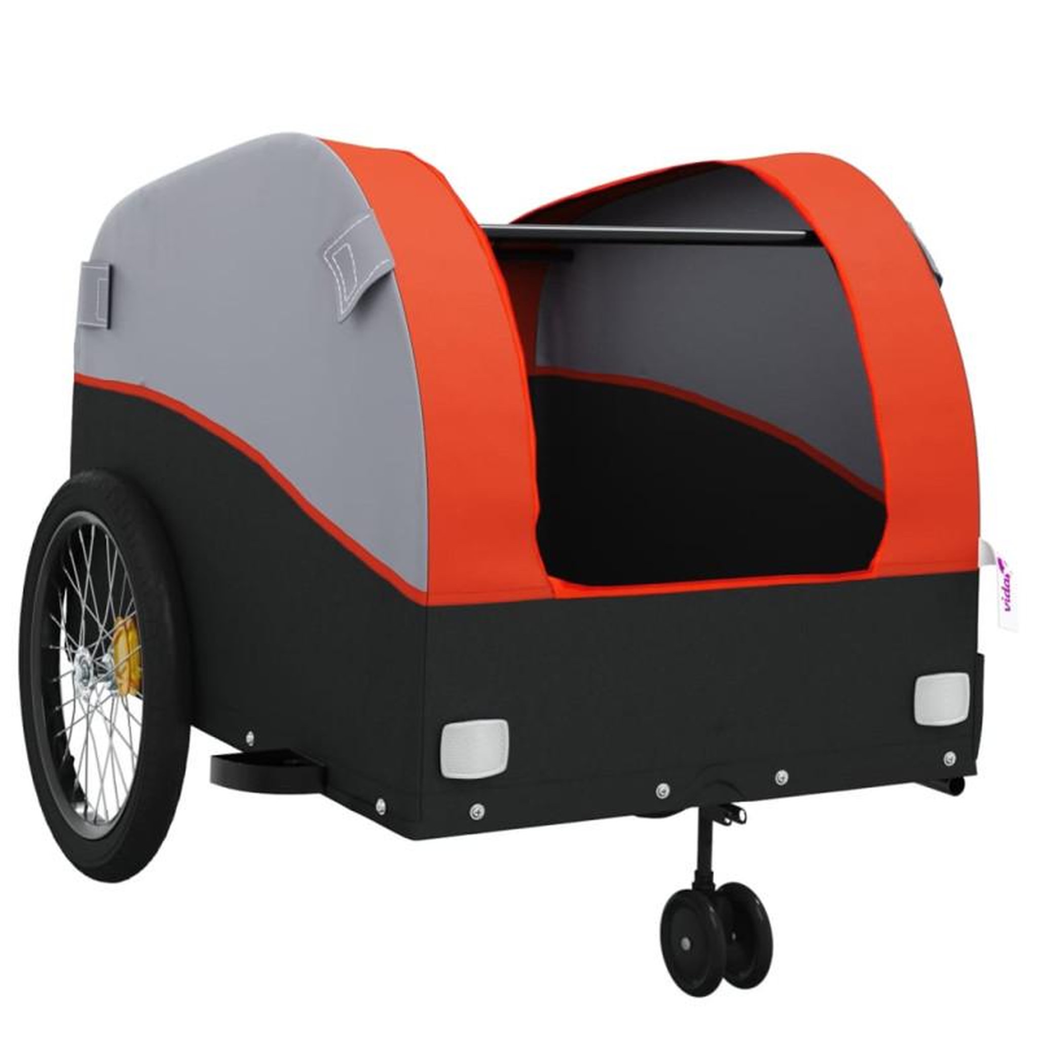 Voir la diapositive 5 : VIDAXL Remorque de vélo noir et orange 45 kg fer