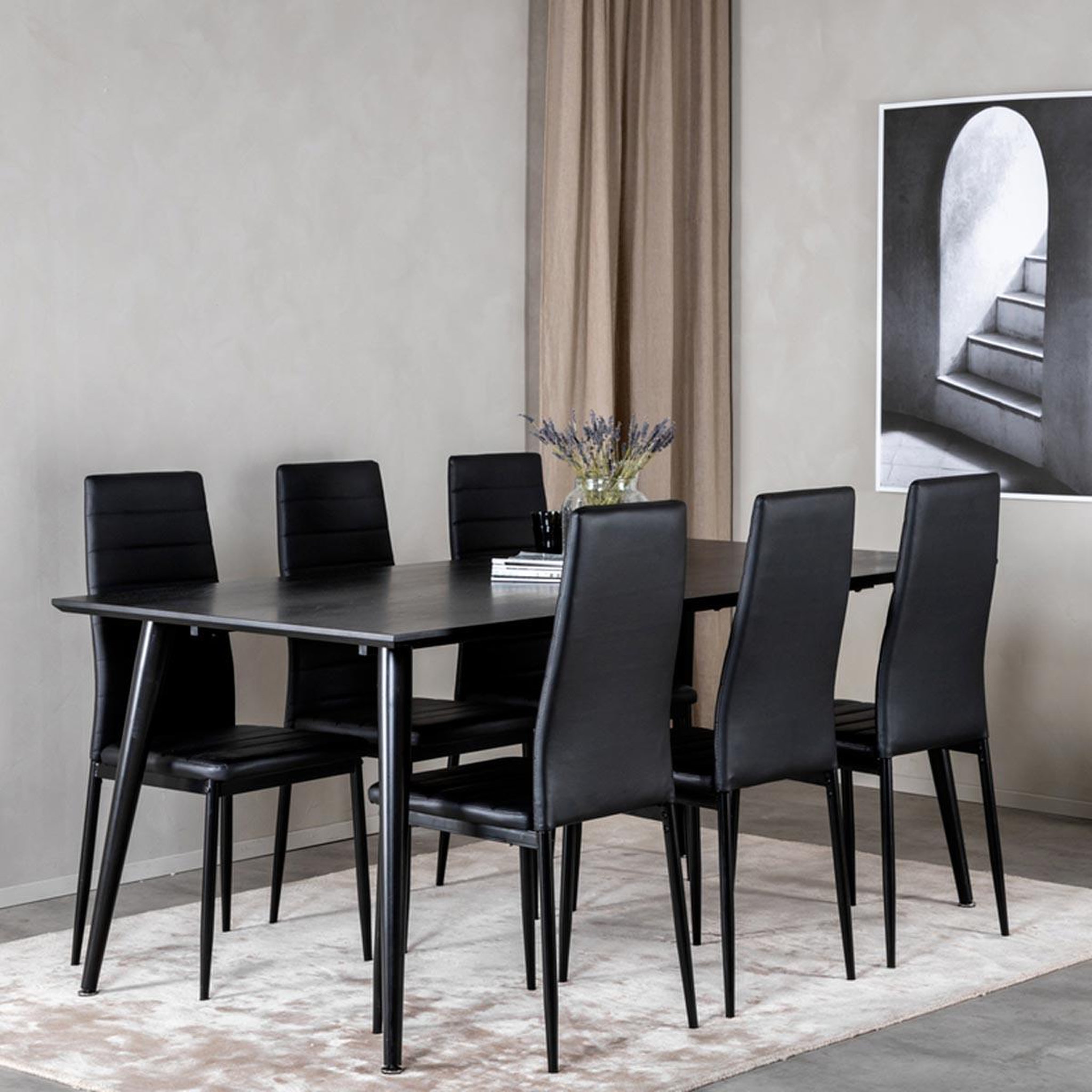 Voir la diapositive 6 : Paris Prix Ensemble table à manger & 6 chaises  dipp & slim  180cm noir