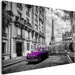 Paris Prix Tableau Imprimé  Car in Paris Violet Wide. Coloris disponibles : Multicolore