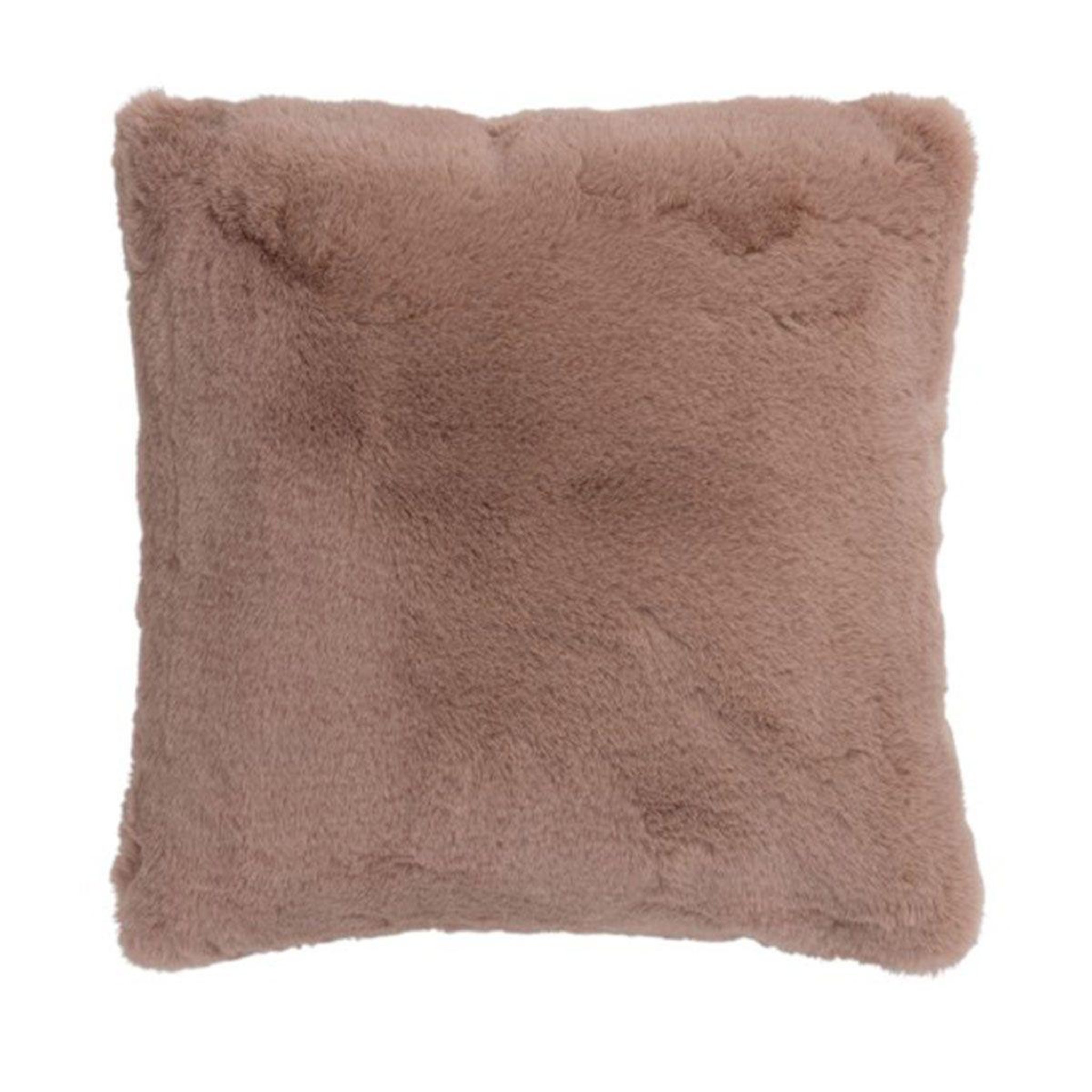 J-LINE Coussin imitation fourrure  cutie  45x45cm rose poudré