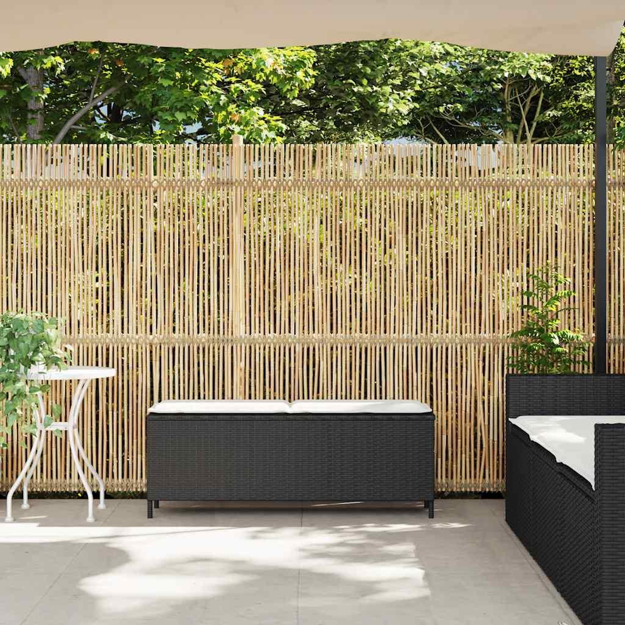 Voir la diapositive 3 : VIDAXL Banc de jardin avec coussin noir 110x30x40,5 cm resine tressee