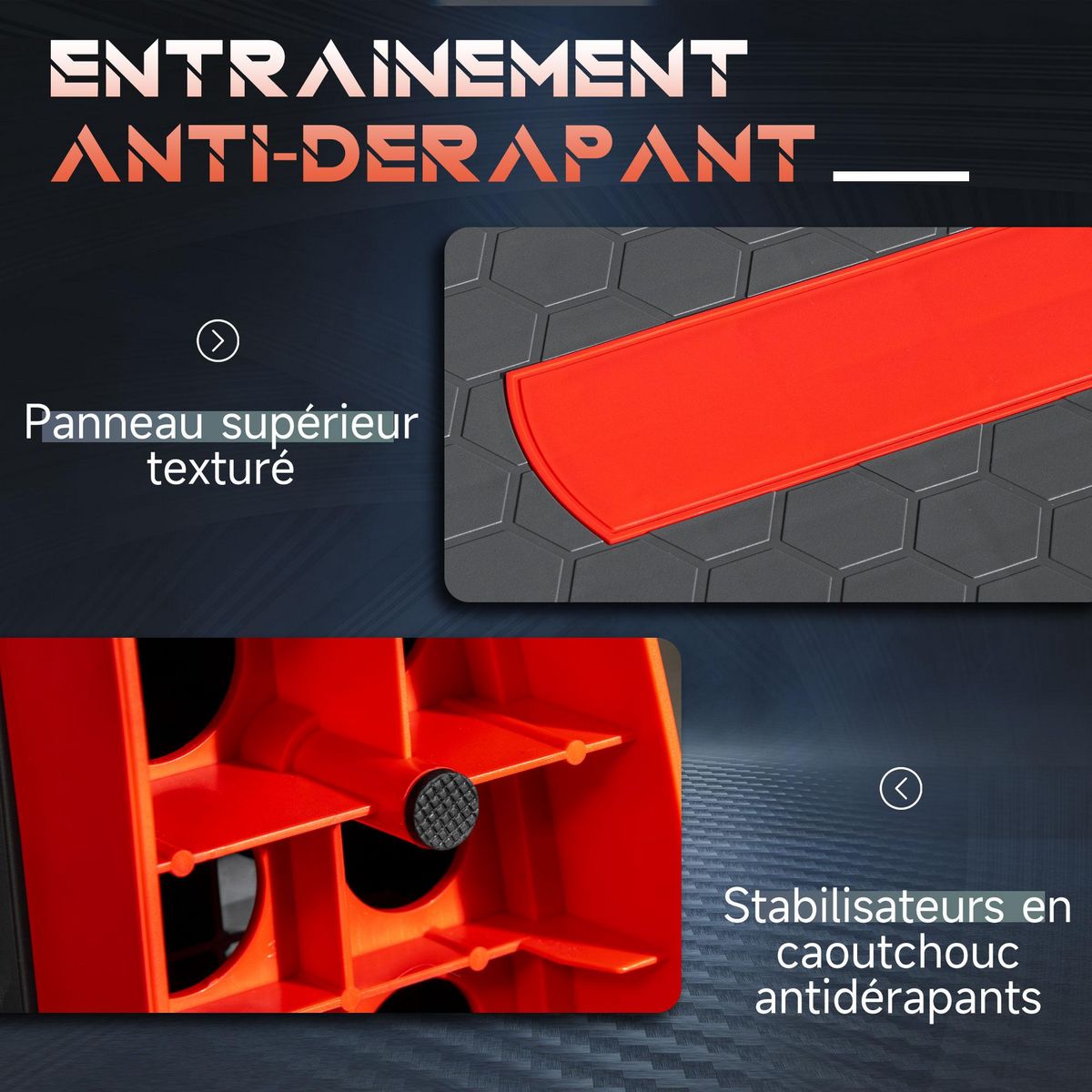 HOMCOM Stepper Fitness Aerobic hauteur reglable surface antiderapante dim. 78L x 28l x 10/15/20H cm PP noir rouge